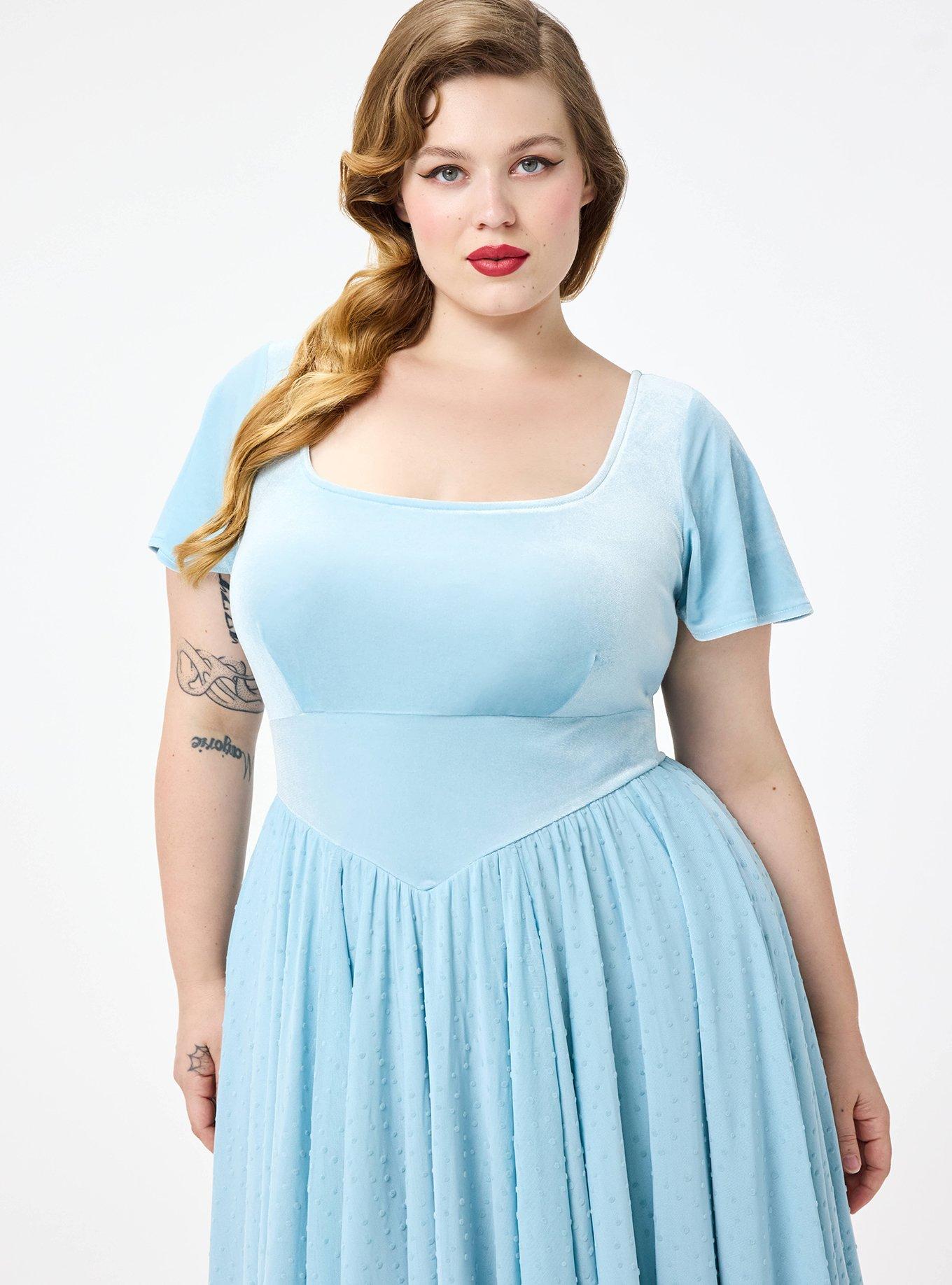 Retro Chic Flocked Mesh & Velour Dress, FORGET ME NOT, alternate