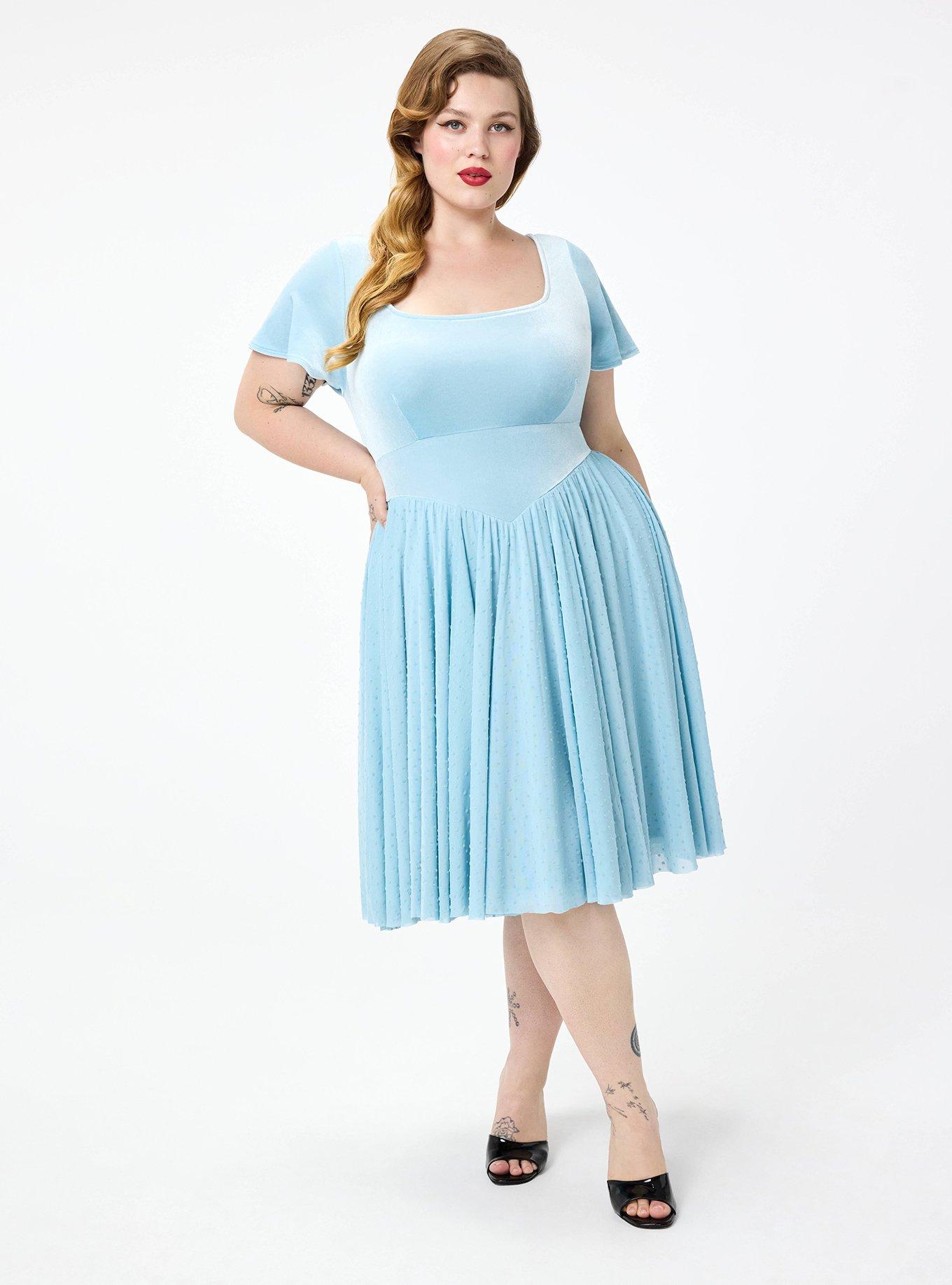 Retro Chic Flocked Mesh & Velour Dress, FORGET ME NOT, hi-res