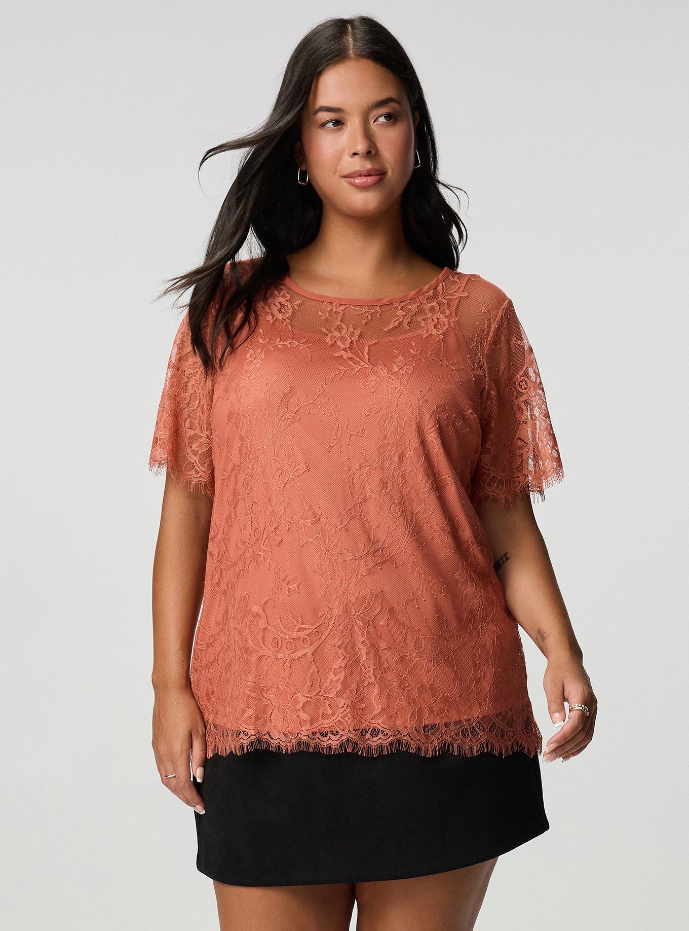 Plus Size Abbey Lace Blouse, ARAGON, hi-res