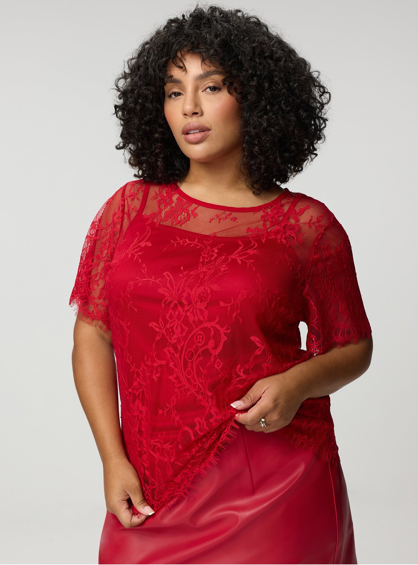 Abbey Lace Blouse, JESTER RED, hi-res