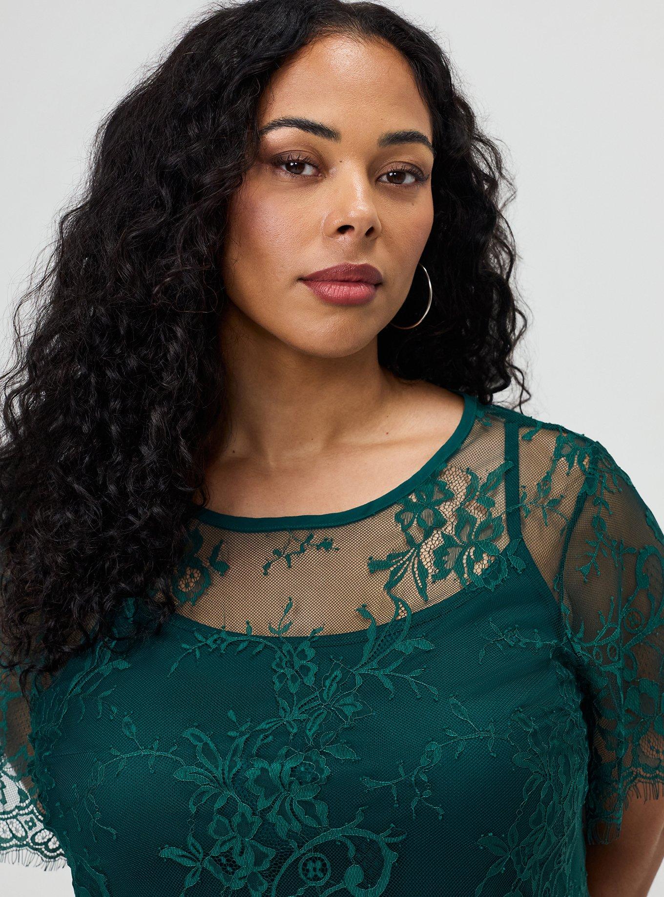 Plus Size Abbey Lace Top, BOTANICAL GARDEN, alternate