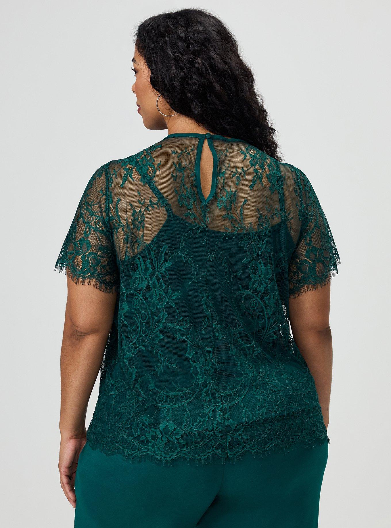 Plus Size Abbey Lace Top, BOTANICAL GARDEN, alternate