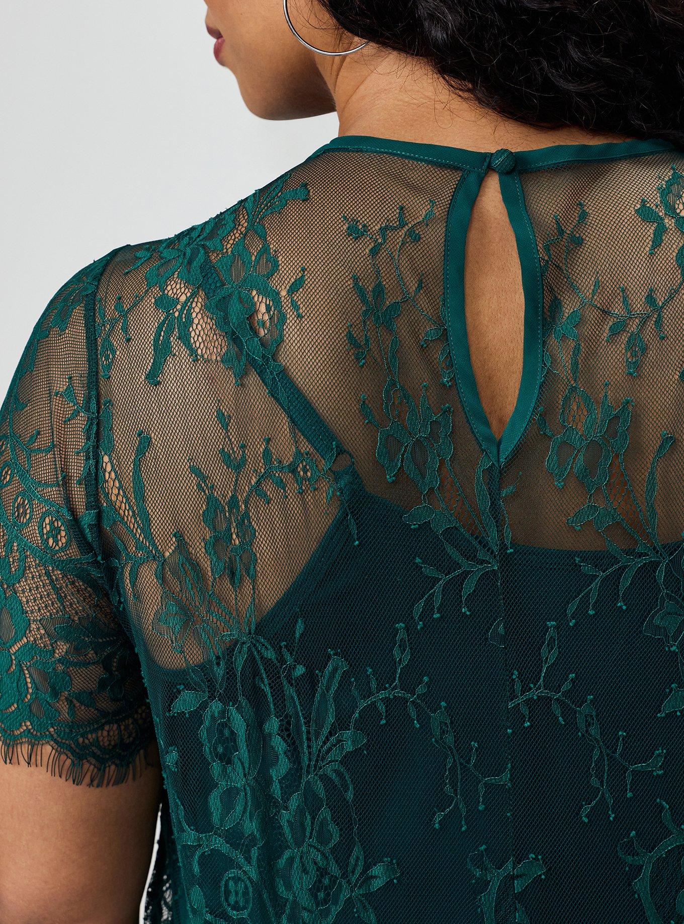 Plus Size Abbey Lace Top, BOTANICAL GARDEN, alternate