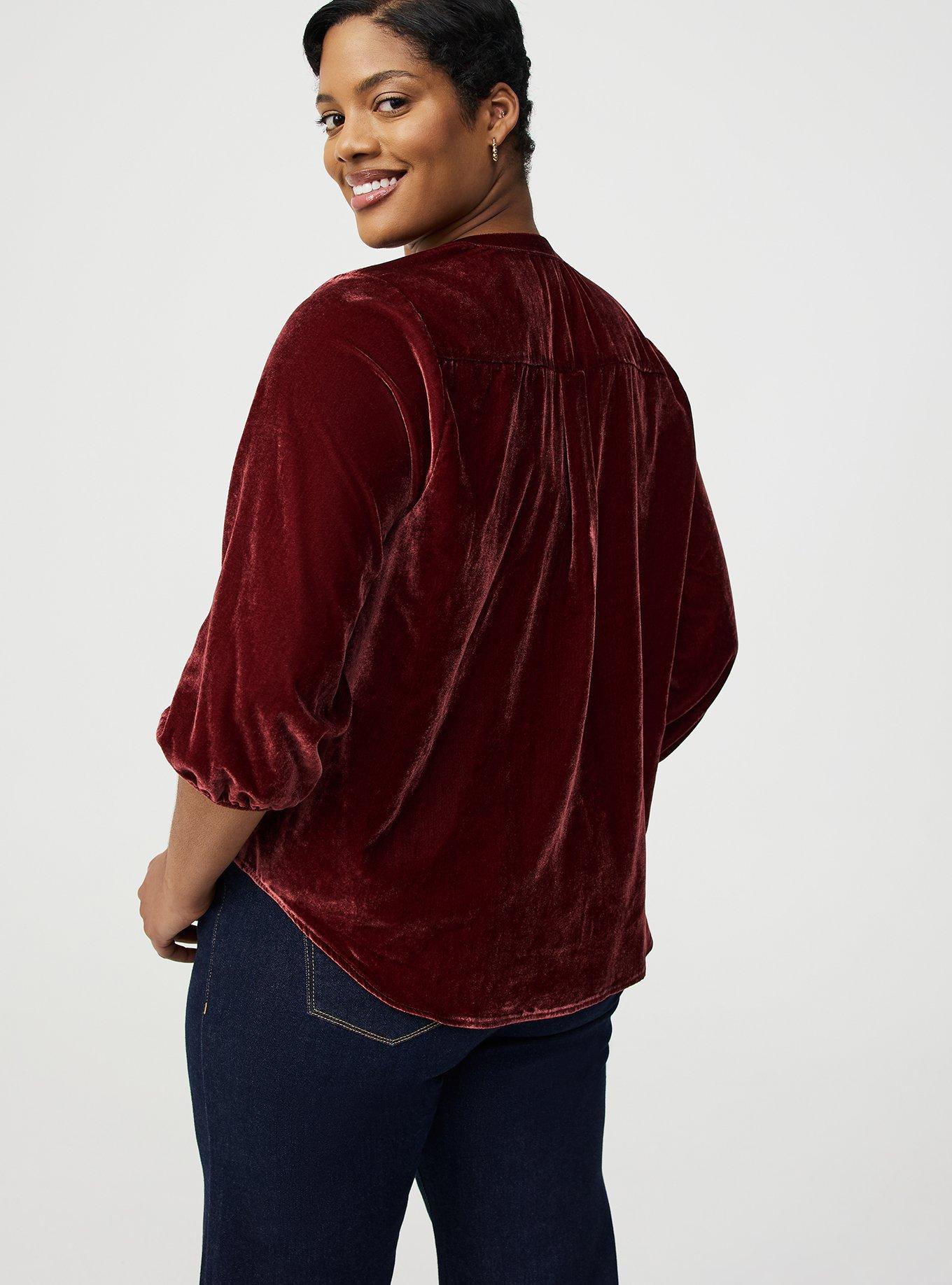 Plus Size - Harper 3/4 Sleeve Velvet Top - Torrid