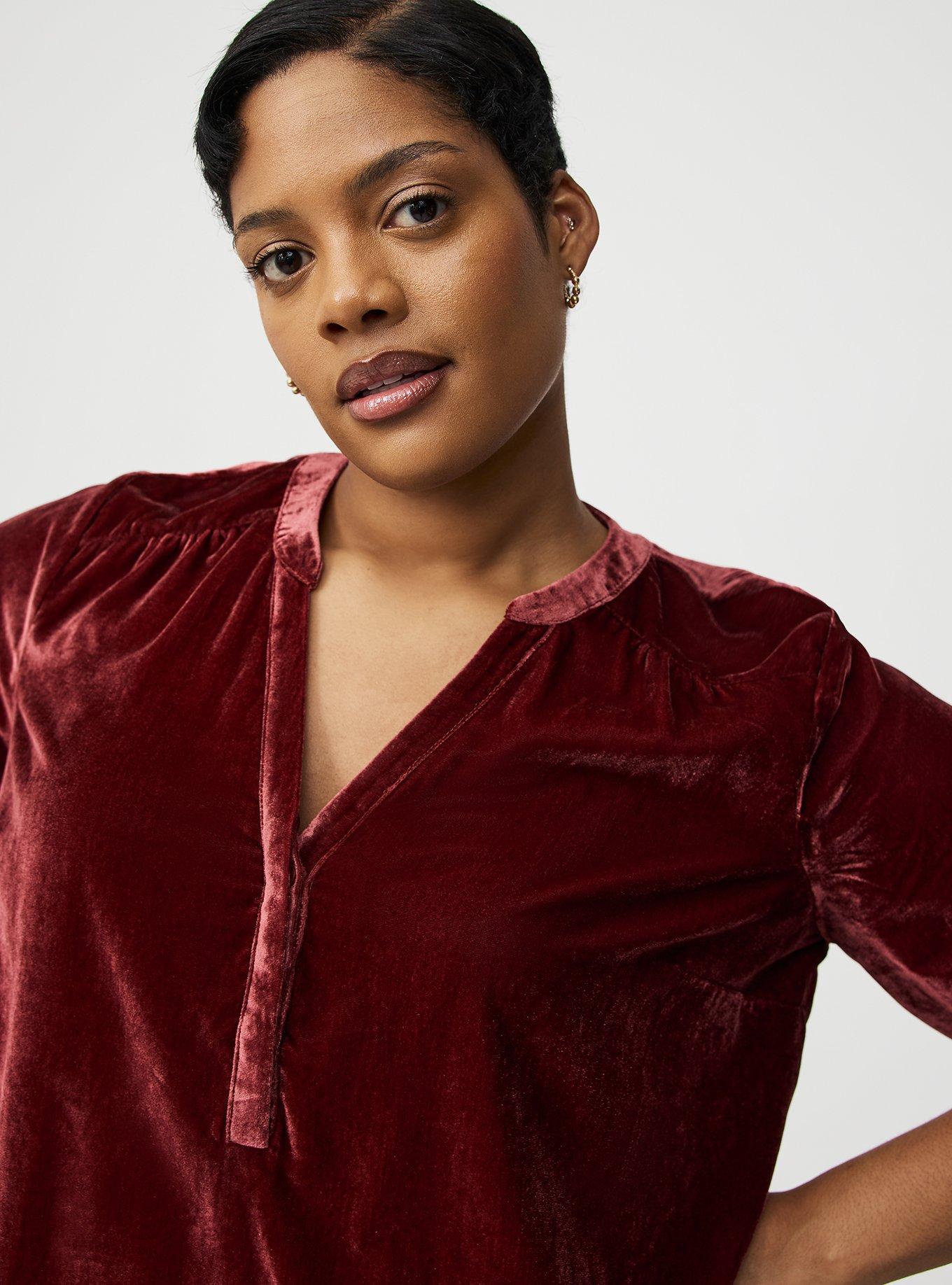 Plus Size - Harper 3/4 Sleeve Velvet Top - Torrid