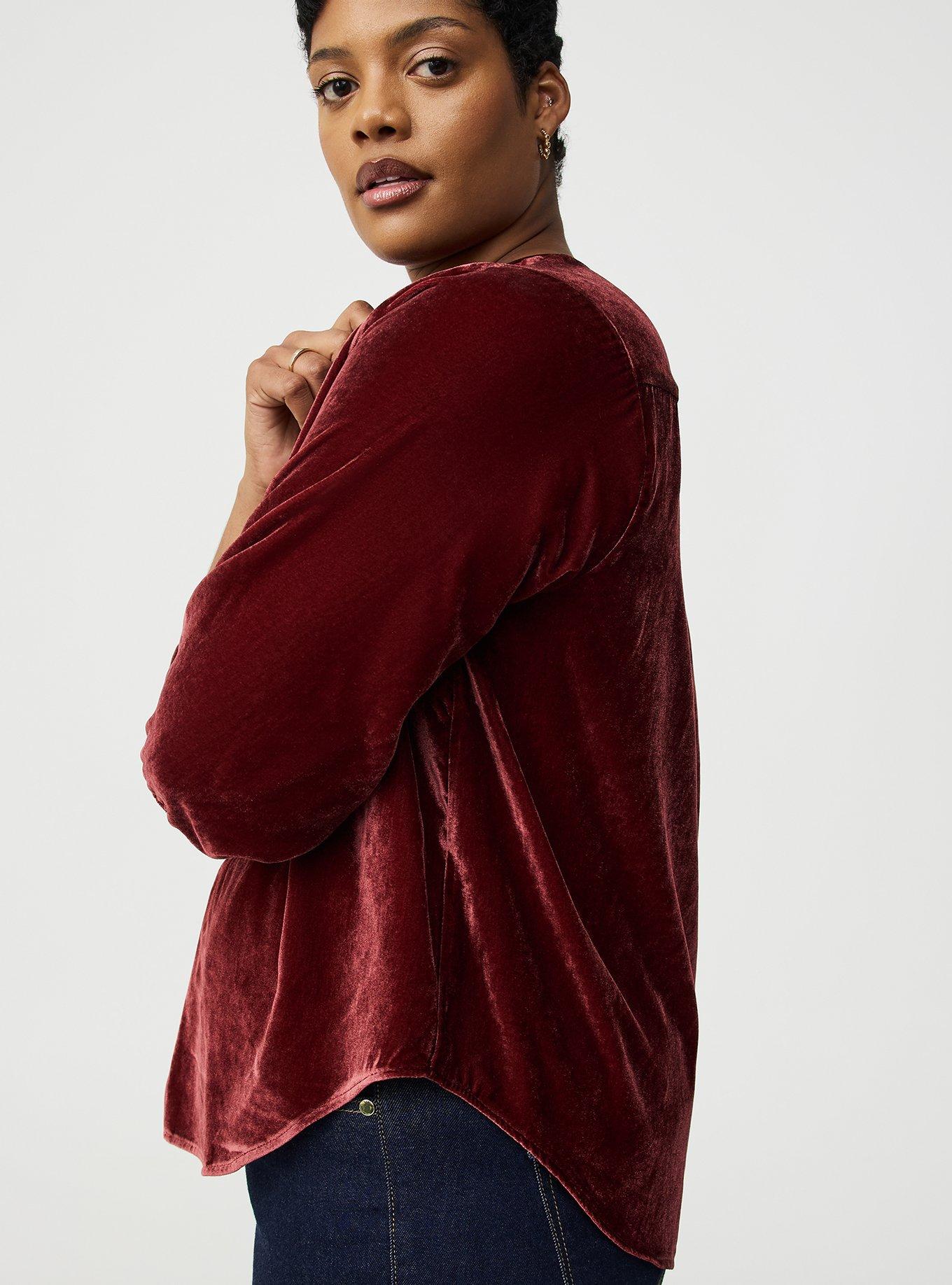 Plus Size - Harper 3/4 Sleeve Velvet Top - Torrid