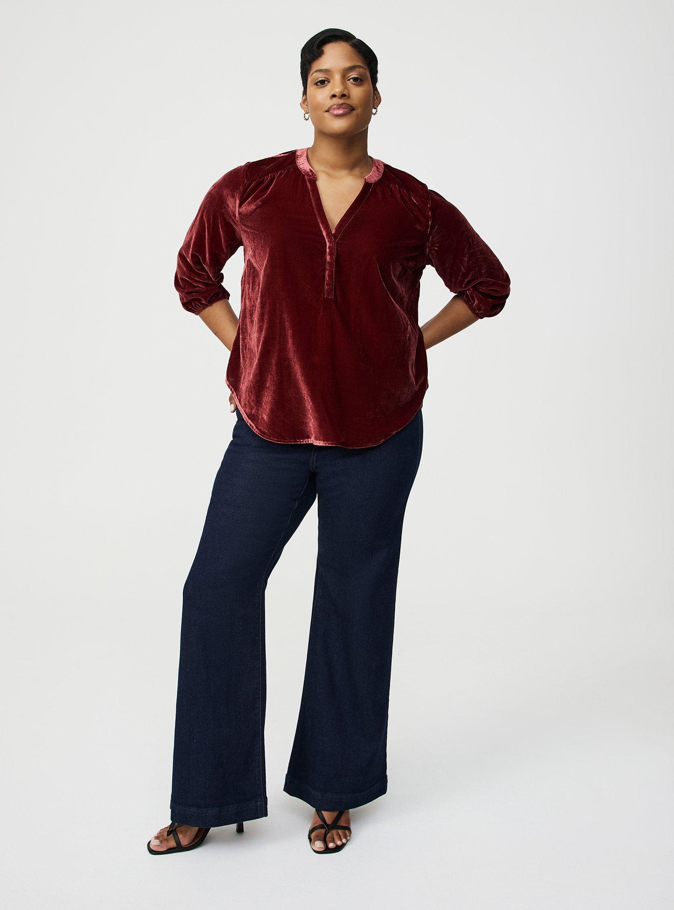Plus Size - Harper 3/4 Sleeve Velvet Top - Torrid