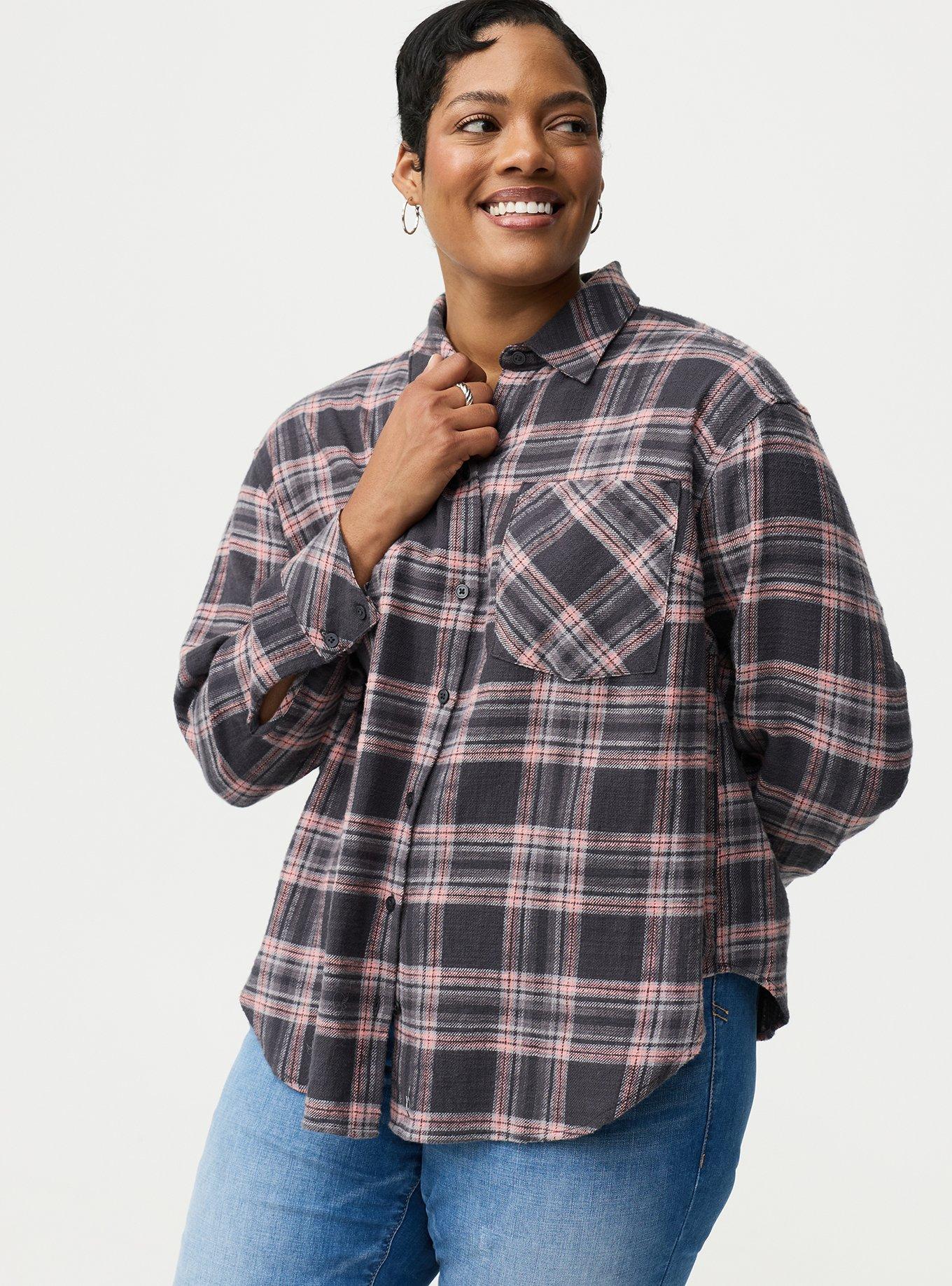 Plus Size - Oversized Cotton Flannel Shirt - Torrid