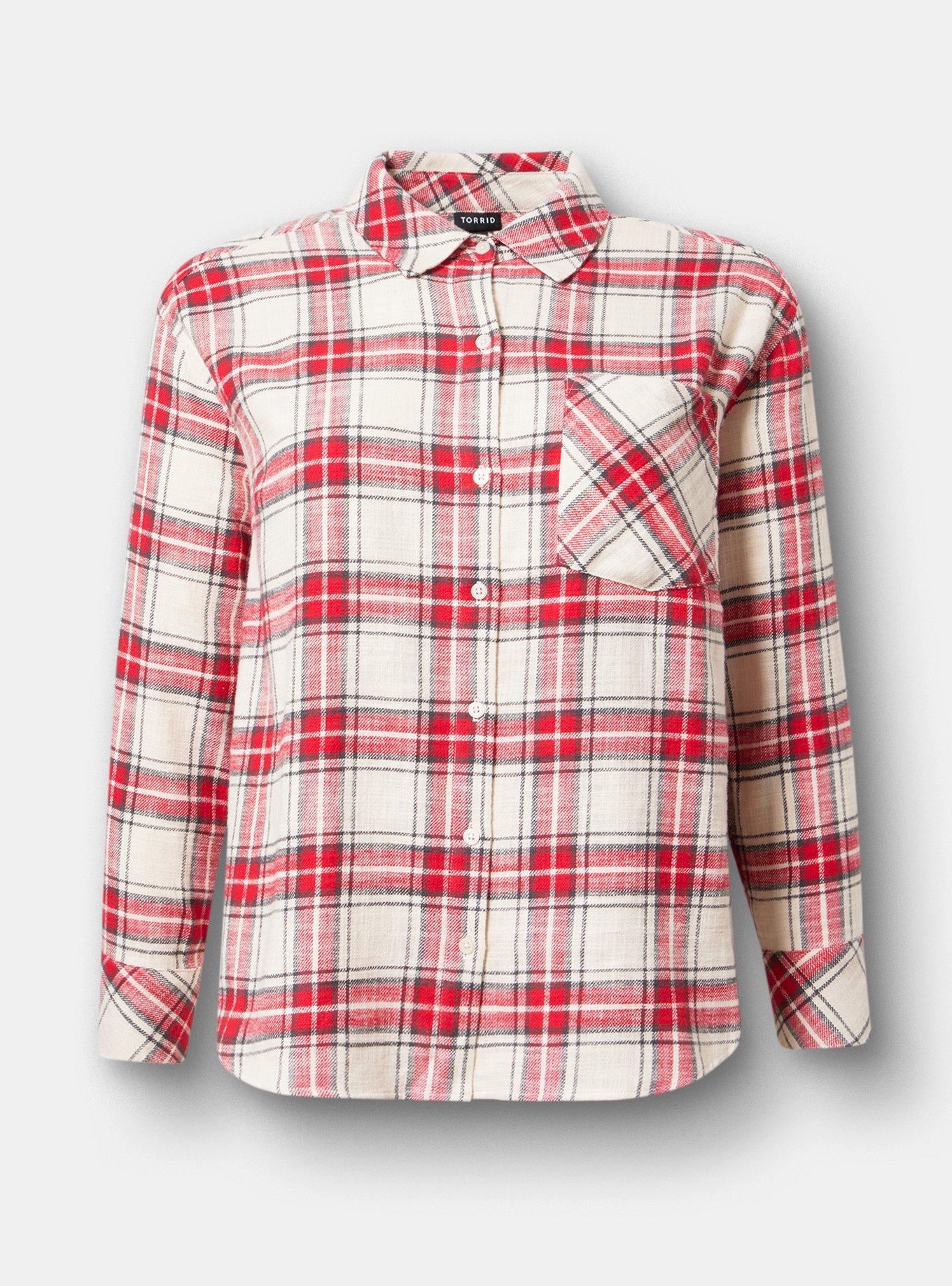 Plus Size - Oversized Cotton Flannel Shirt - Torrid