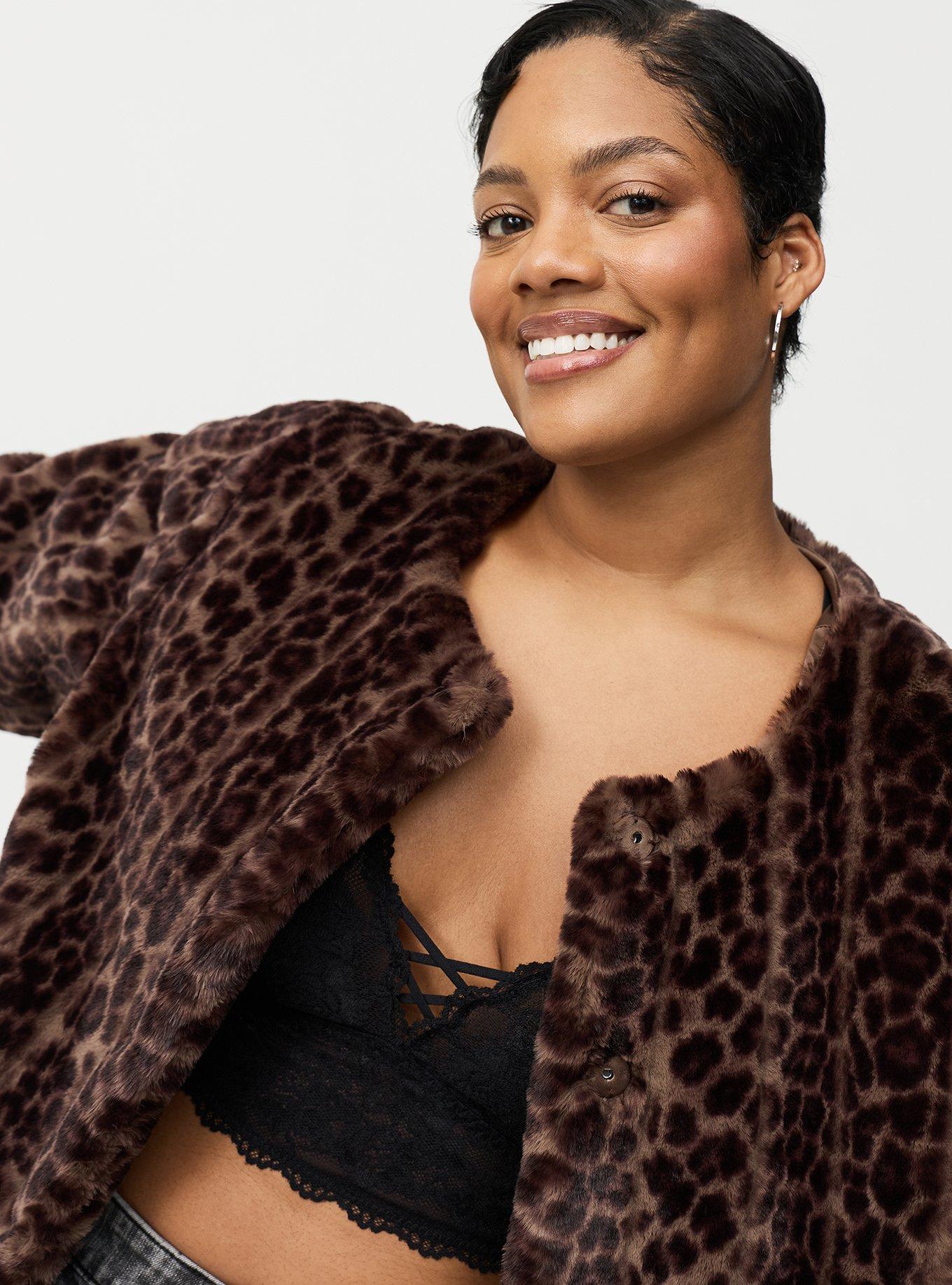 Collarless Faux Fur Jacket