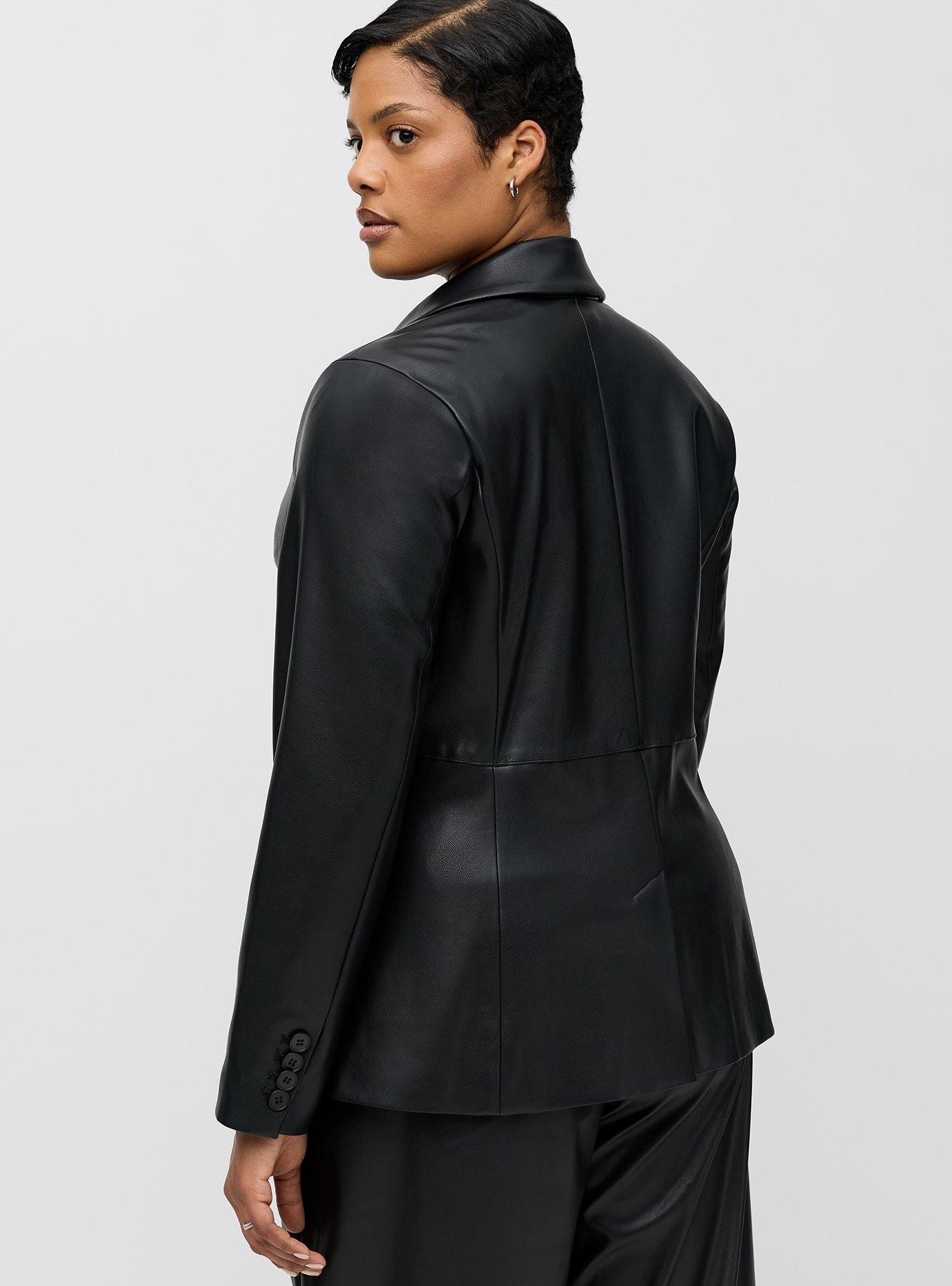 Faux Leather Tailored Blazer