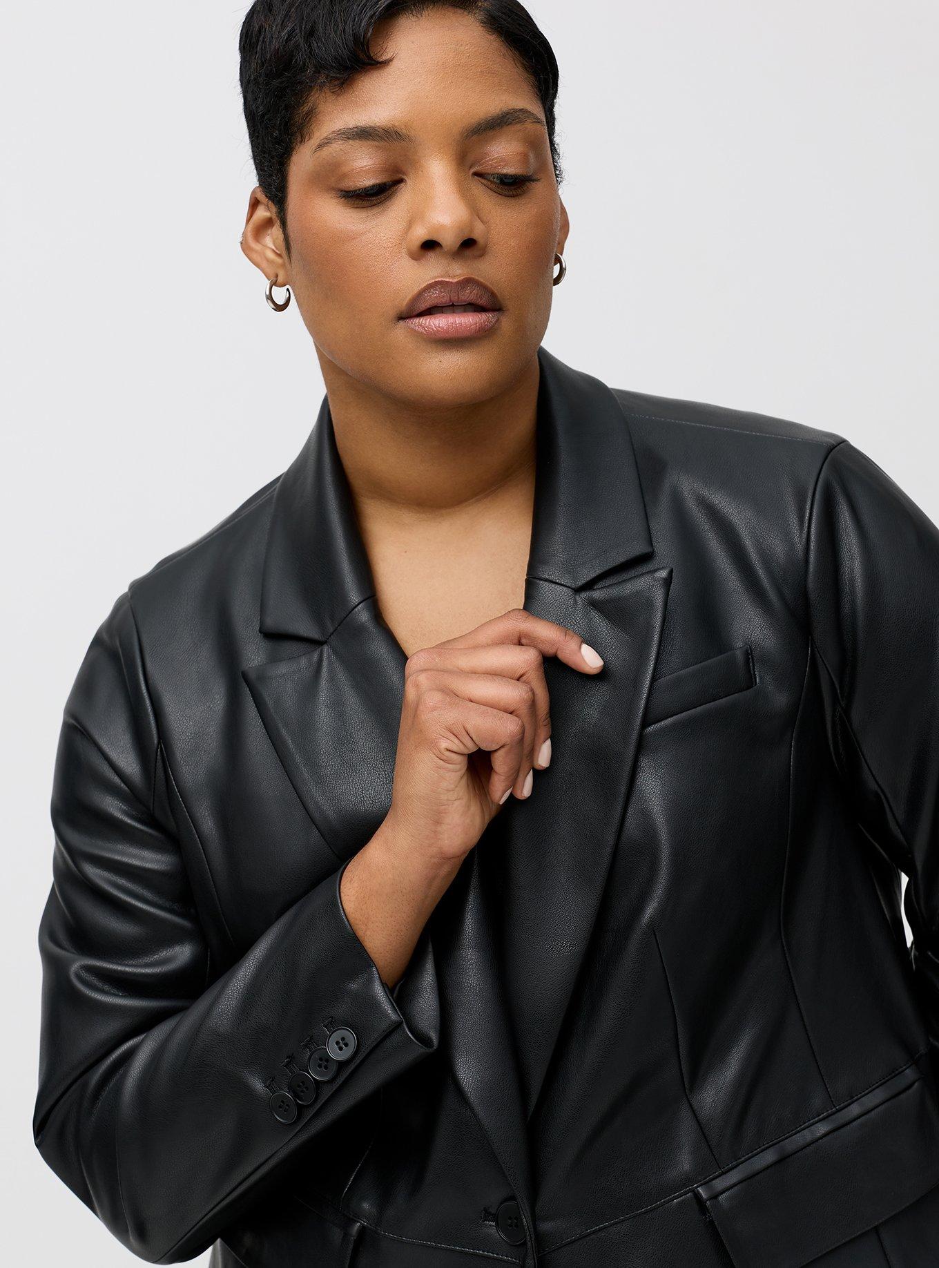 Faux Leather Tailored Blazer