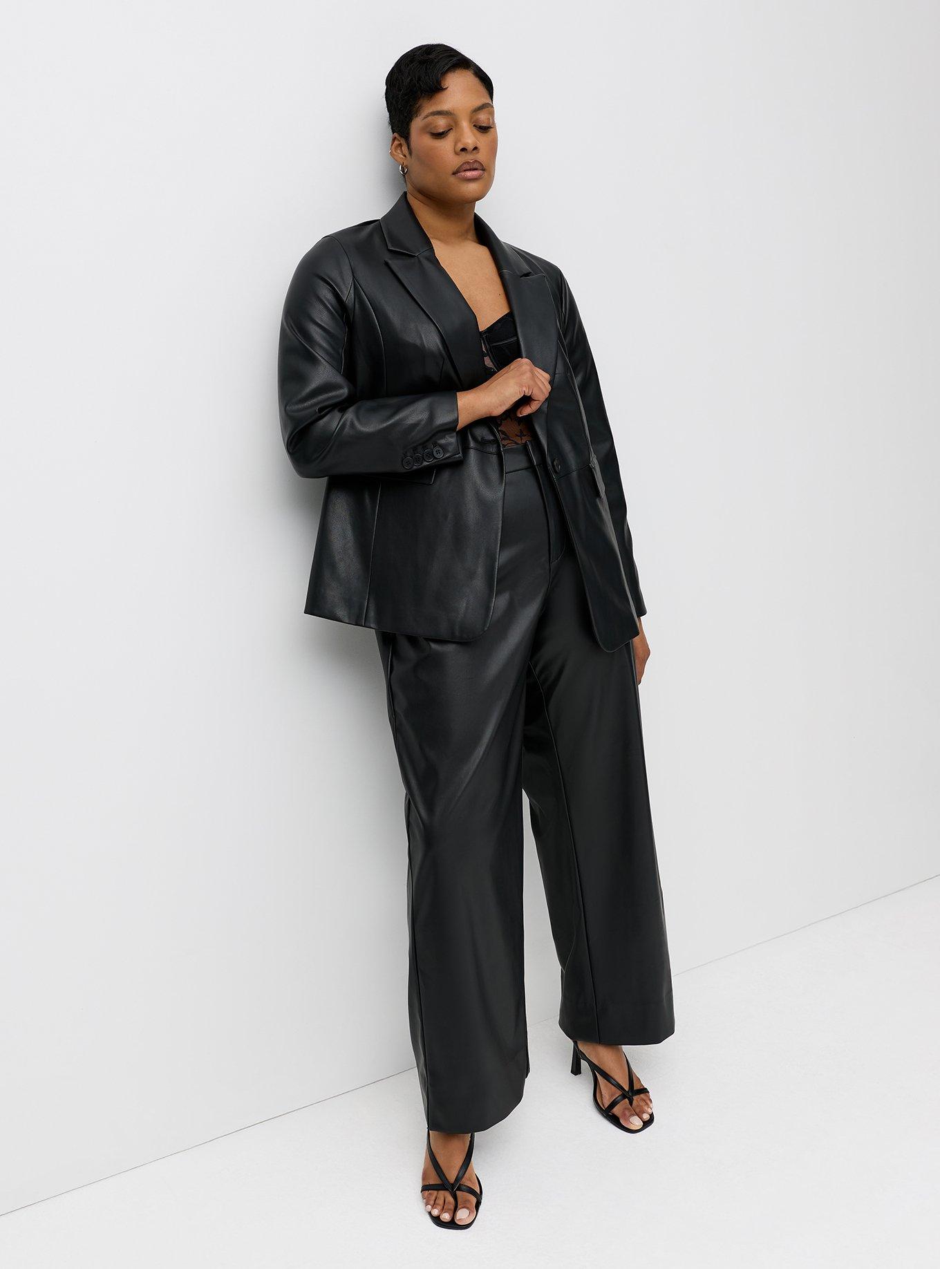 Faux Leather Tailored Blazer