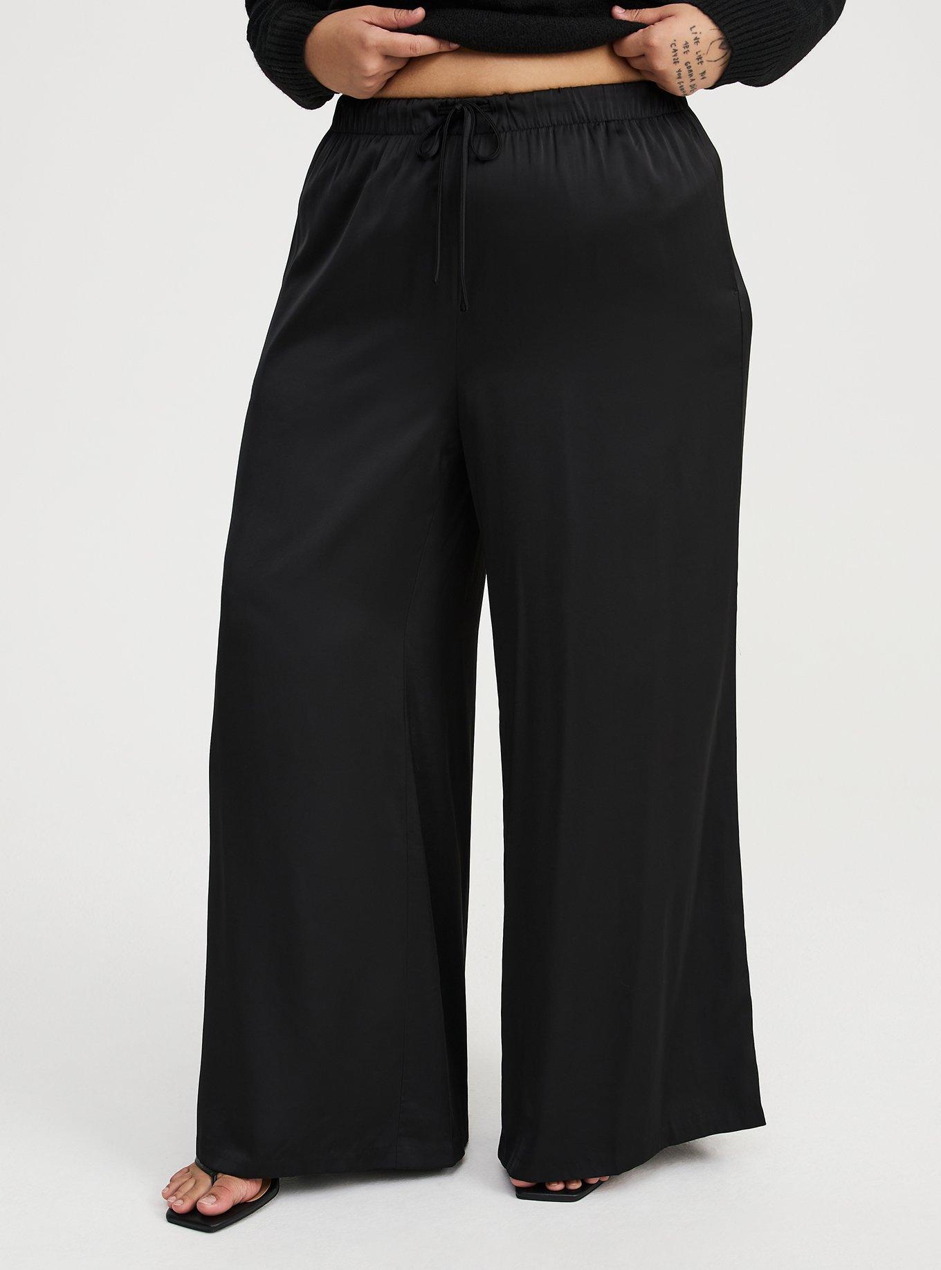 Wide Leg High-Rise Pull-On Satin Pant