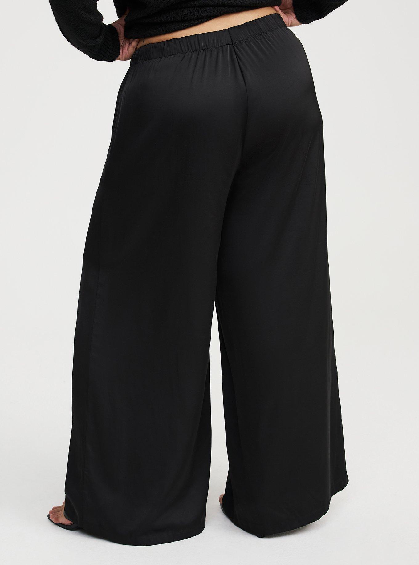 Wide Leg High-Rise Pull-On Satin Pant