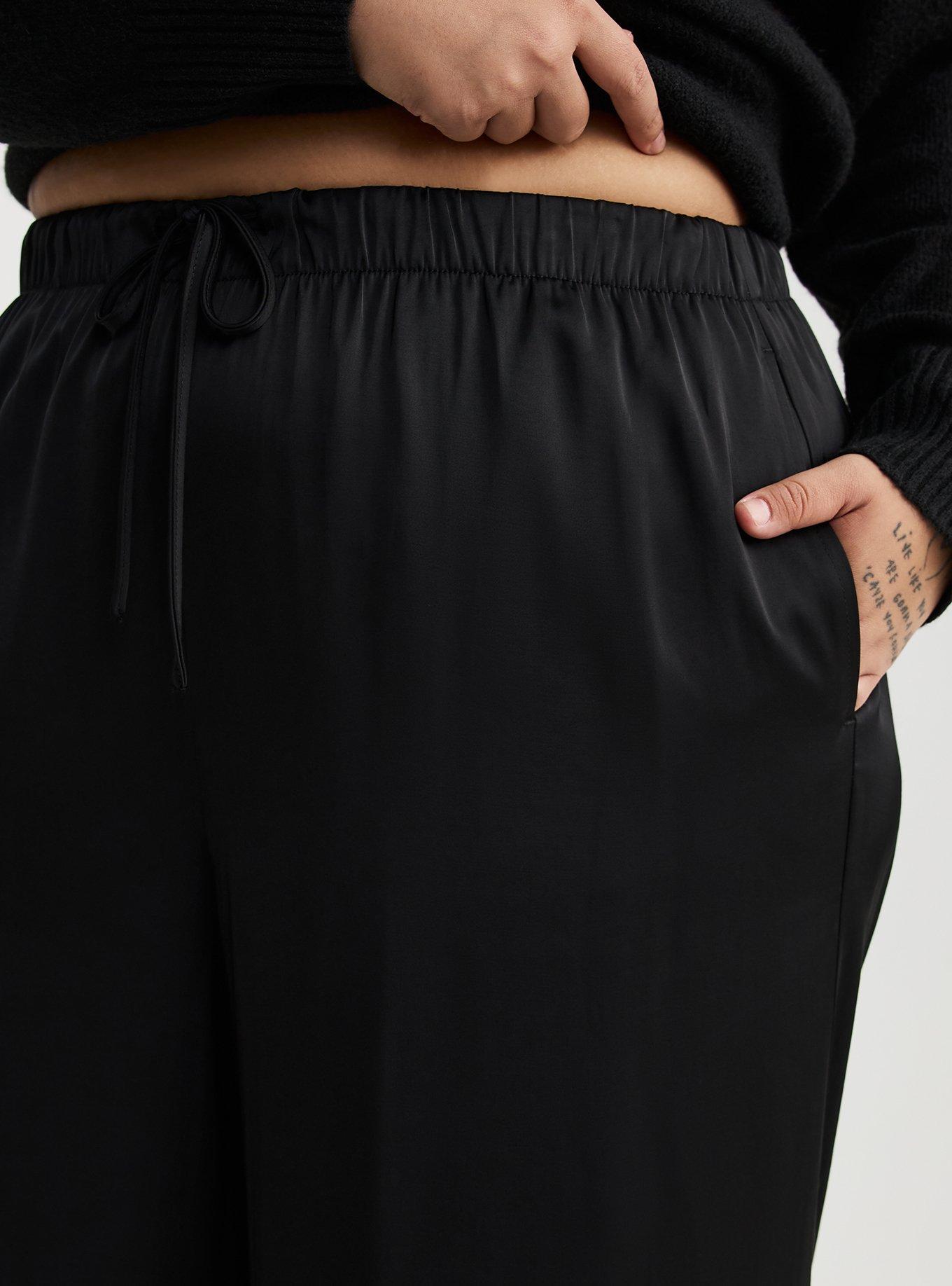 Wide Leg High-Rise Pull-On Satin Pant