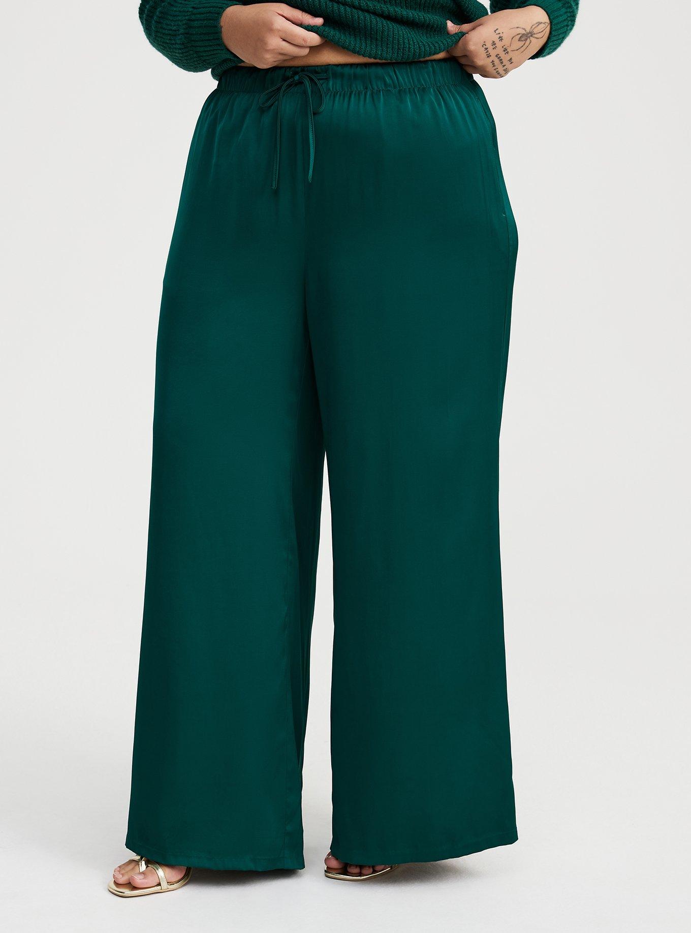 Wide Leg High-Rise Pull-On Satin Pant