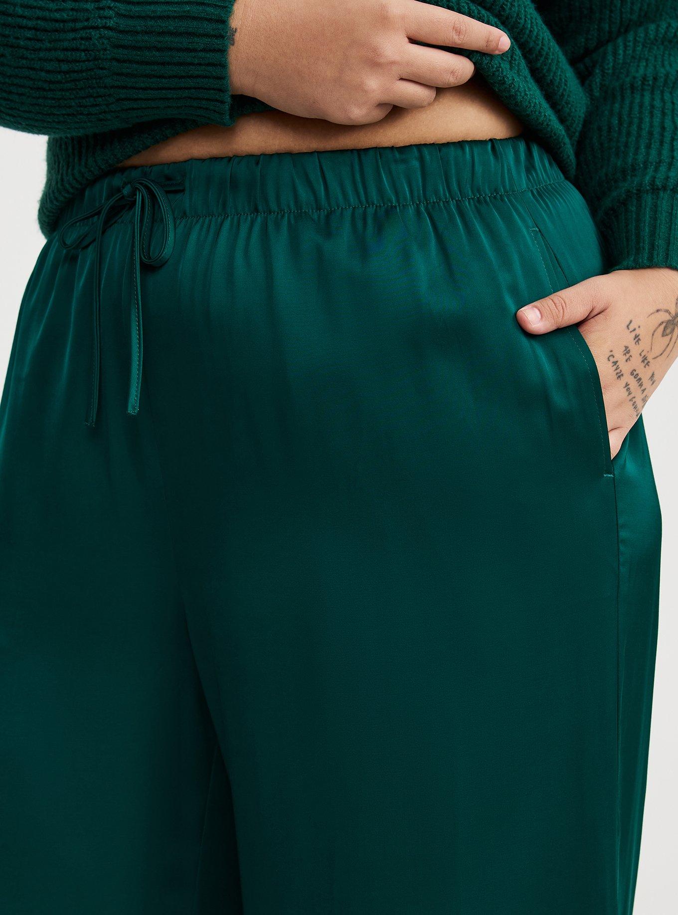 Wide Leg High-Rise Pull-On Satin Pant