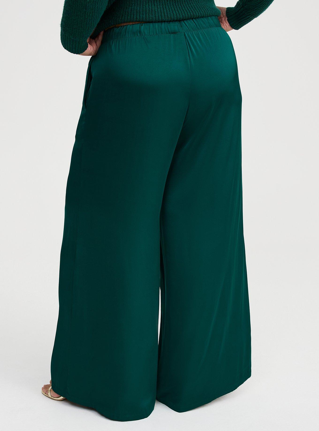 Wide Leg High-Rise Pull-On Satin Pant