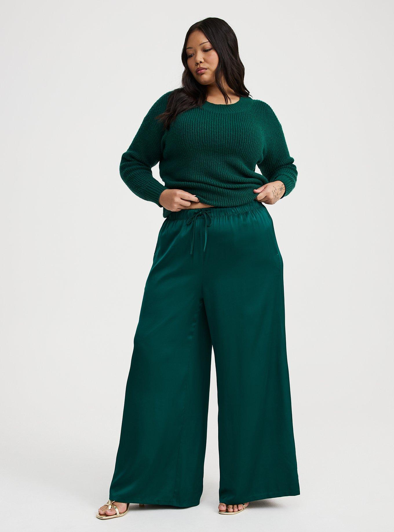 Wide Leg High-Rise Pull-On Satin Pant