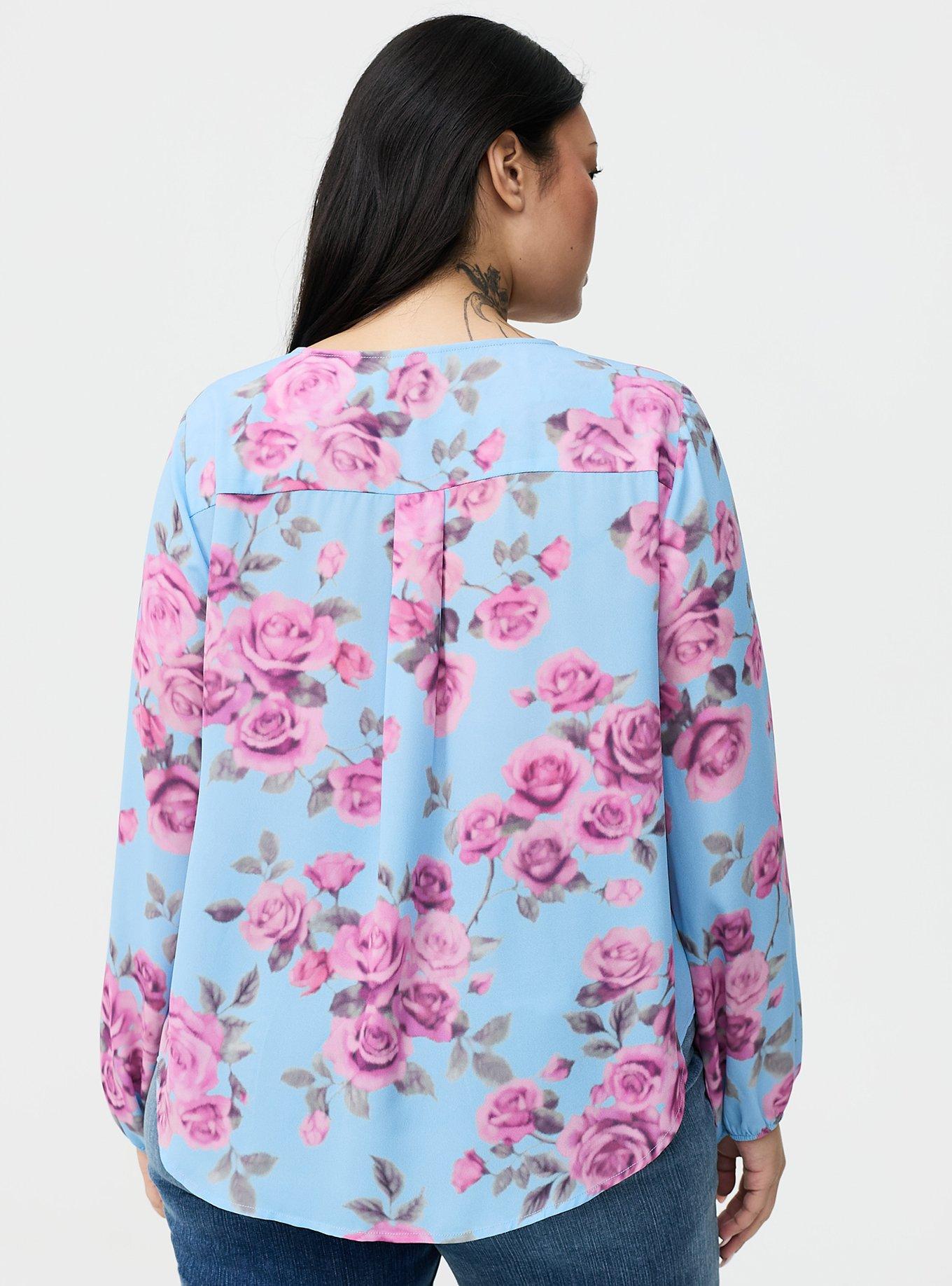 Georgette Pullover Tunic Top, JULEP ROSE FLORAL LIGHT BLUE, alternate