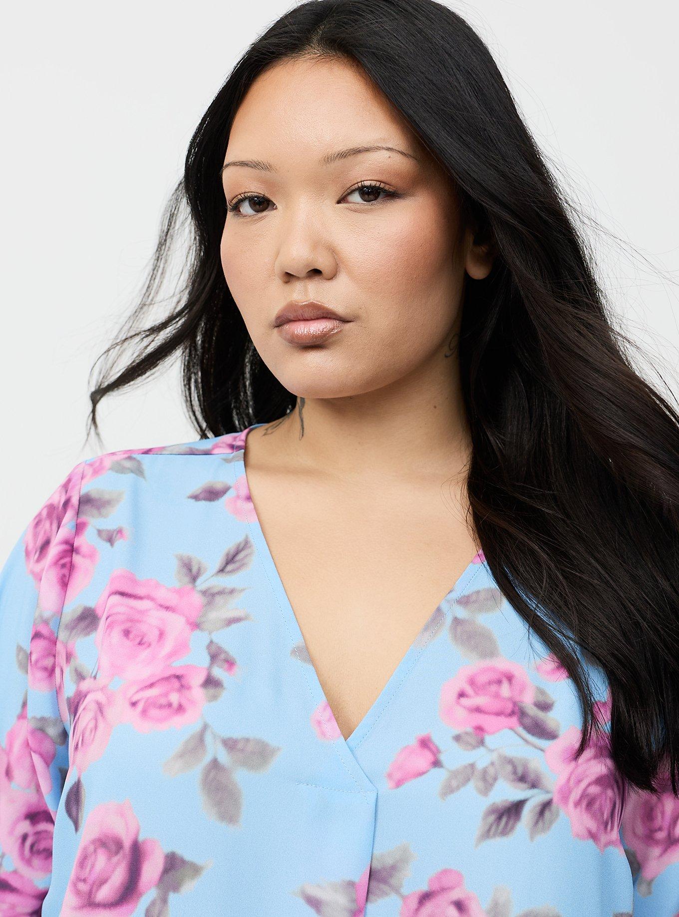 Georgette Pullover Tunic Top, JULEP ROSE FLORAL LIGHT BLUE, alternate