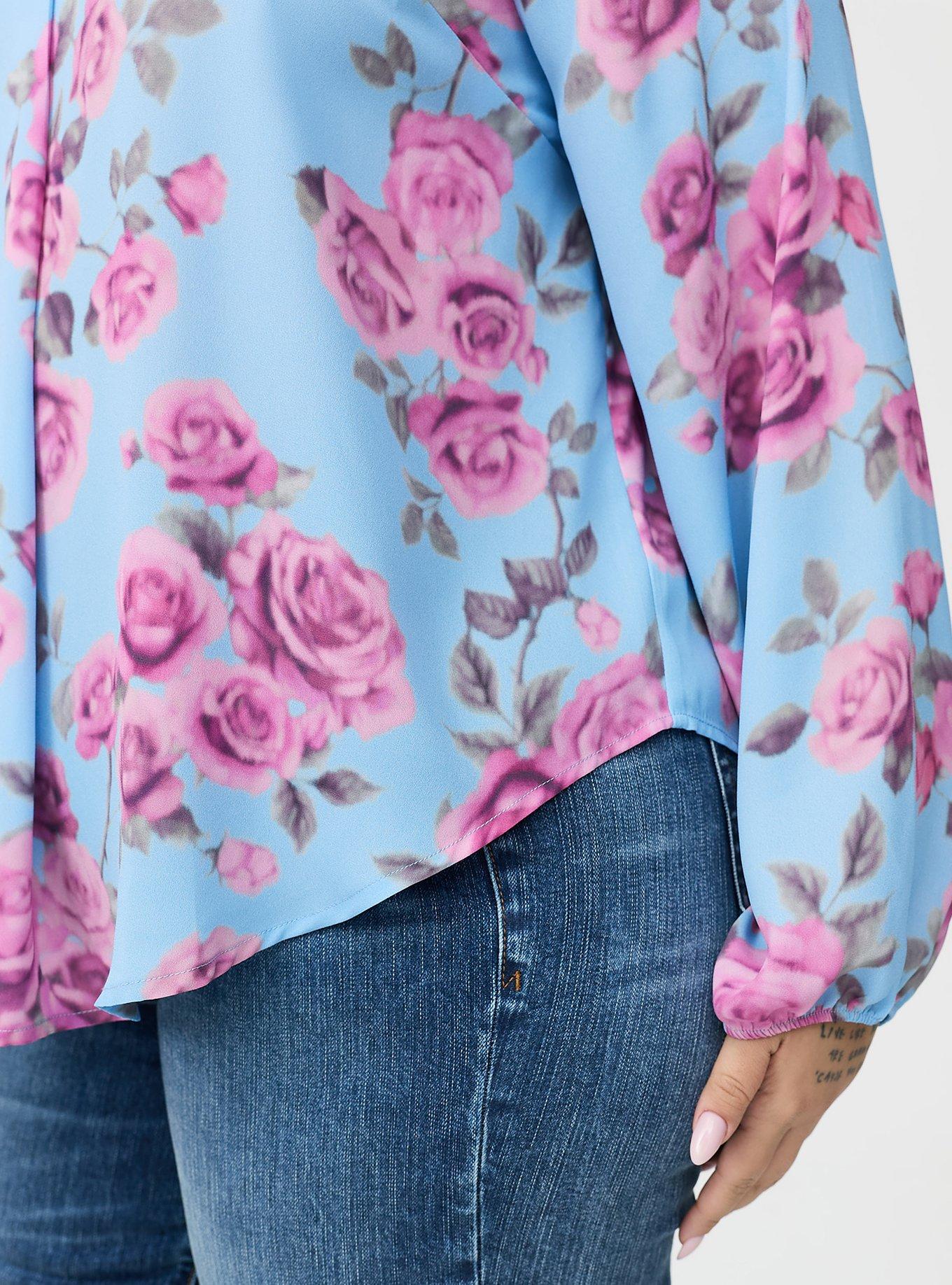 Georgette Pullover Tunic Top, JULEP ROSE FLORAL LIGHT BLUE, alternate