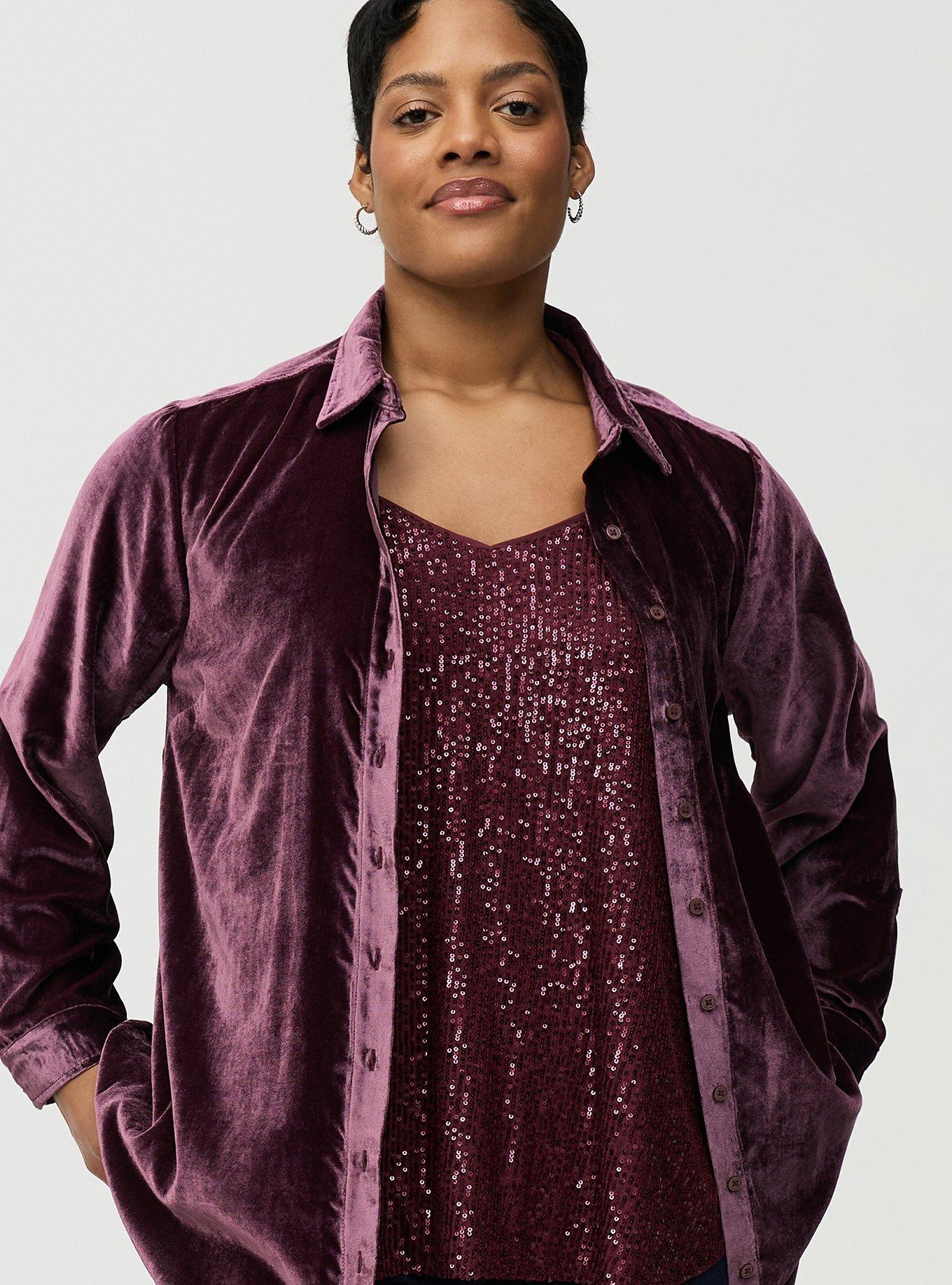 Plus Size - Lizzie Velvet Button-Up Shirt - Torrid