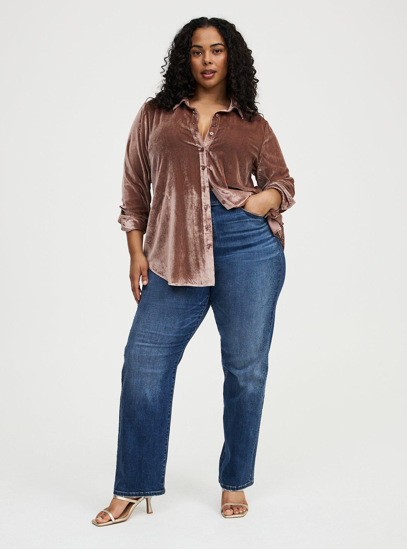 Plus Size - Lizzie Velvet Button-Up Shirt - Torrid