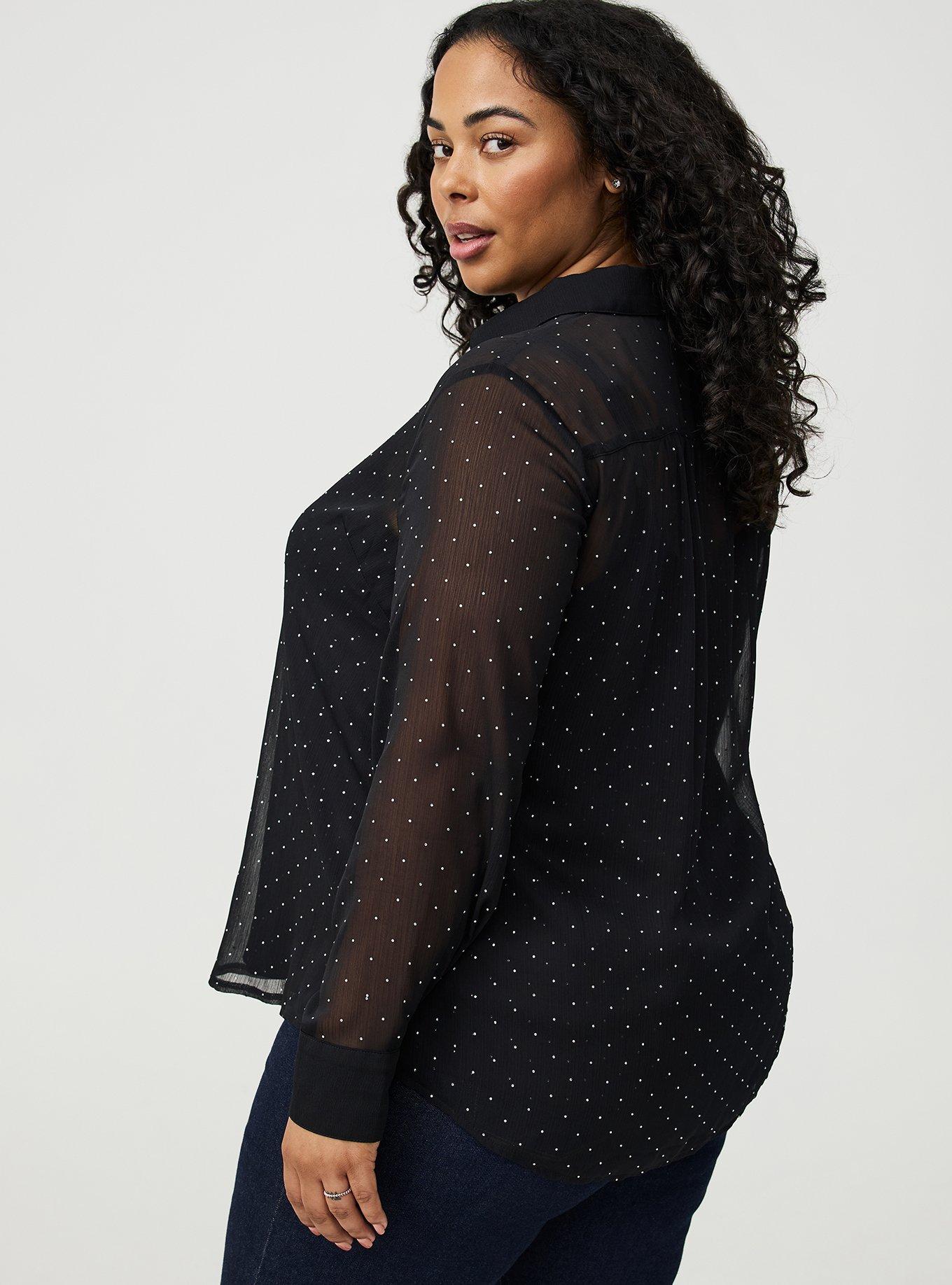 Rhinestone Button-Up Tunic Shirt