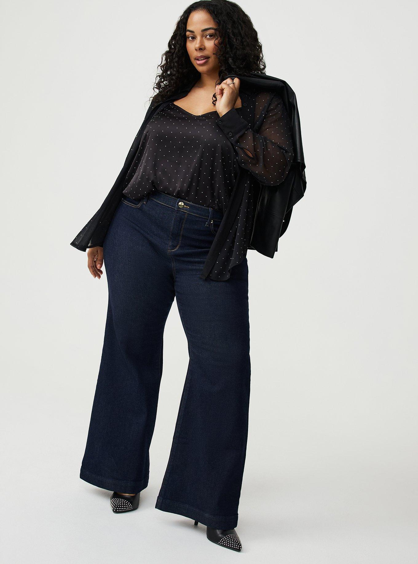 Rhinestone Button-Up Tunic Shirt