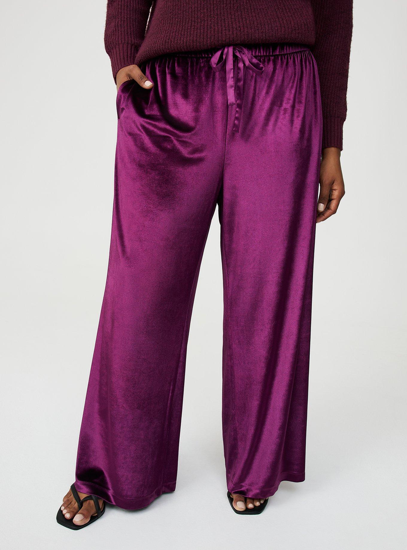 Wide Leg High-Rise Pull-On Velvet Pant