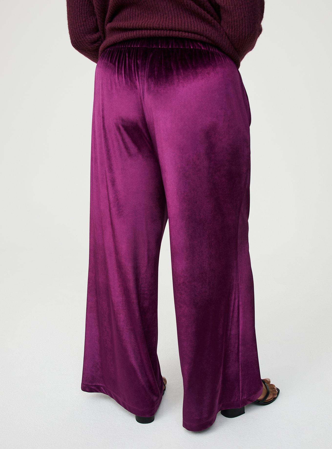 Wide Leg High-Rise Pull-On Velvet Pant