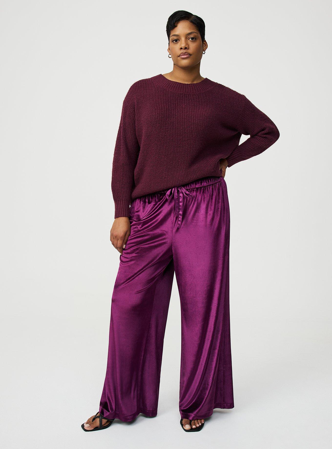 Wide Leg High-Rise Pull-On Velvet Pant