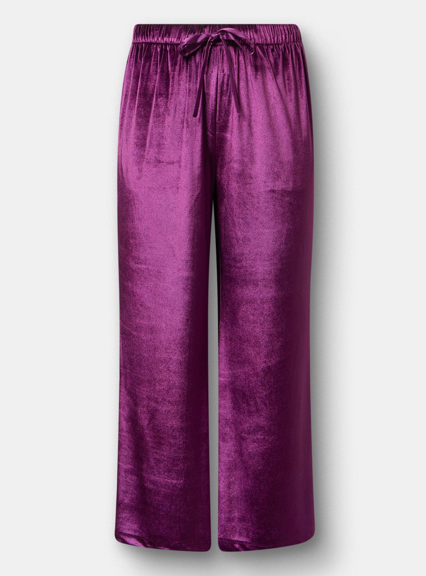 Wide Leg High-Rise Pull-On Velvet Pant, POTENT PURPLE, hi-res