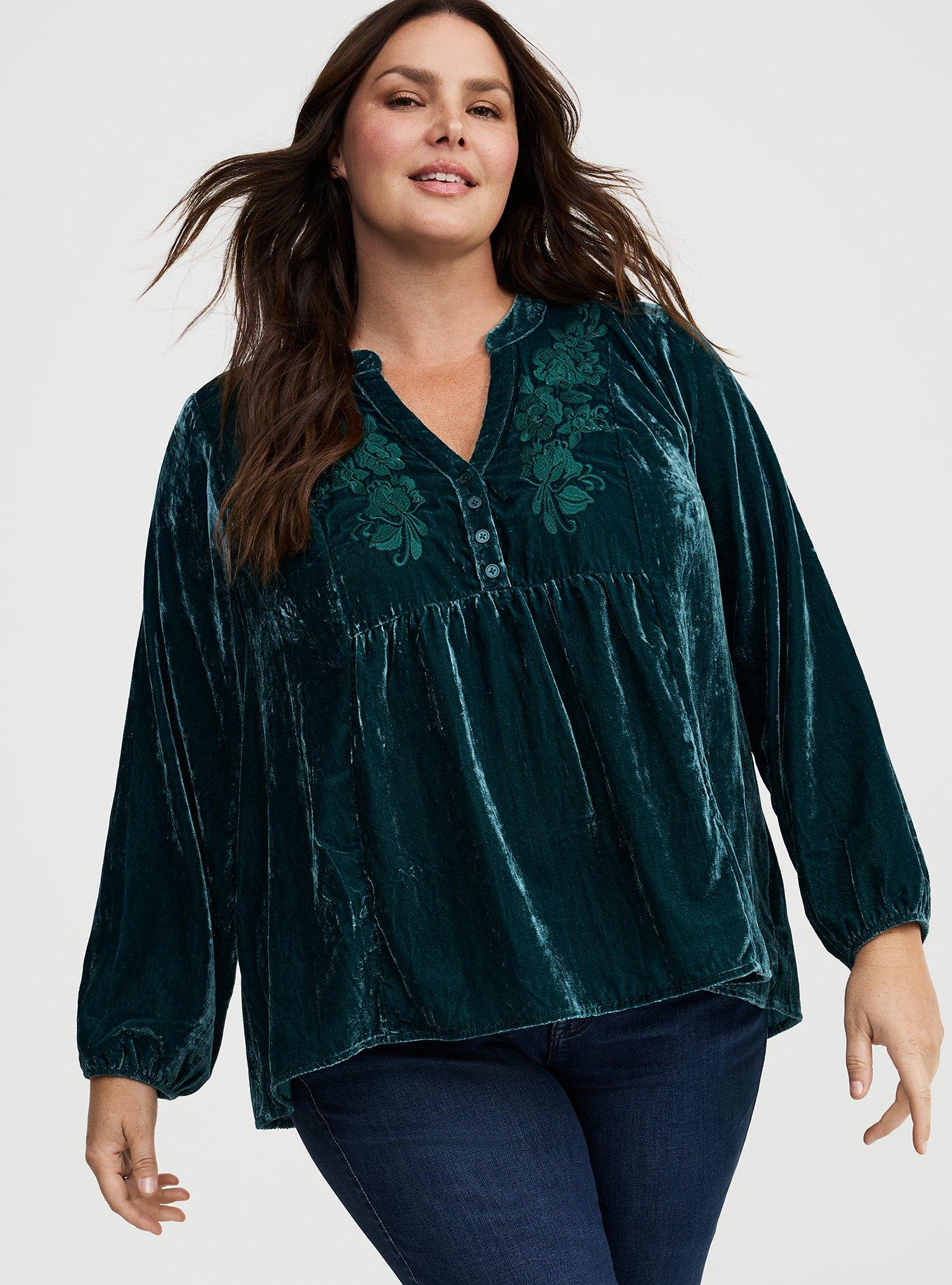 Embroidered Velvet Blouse