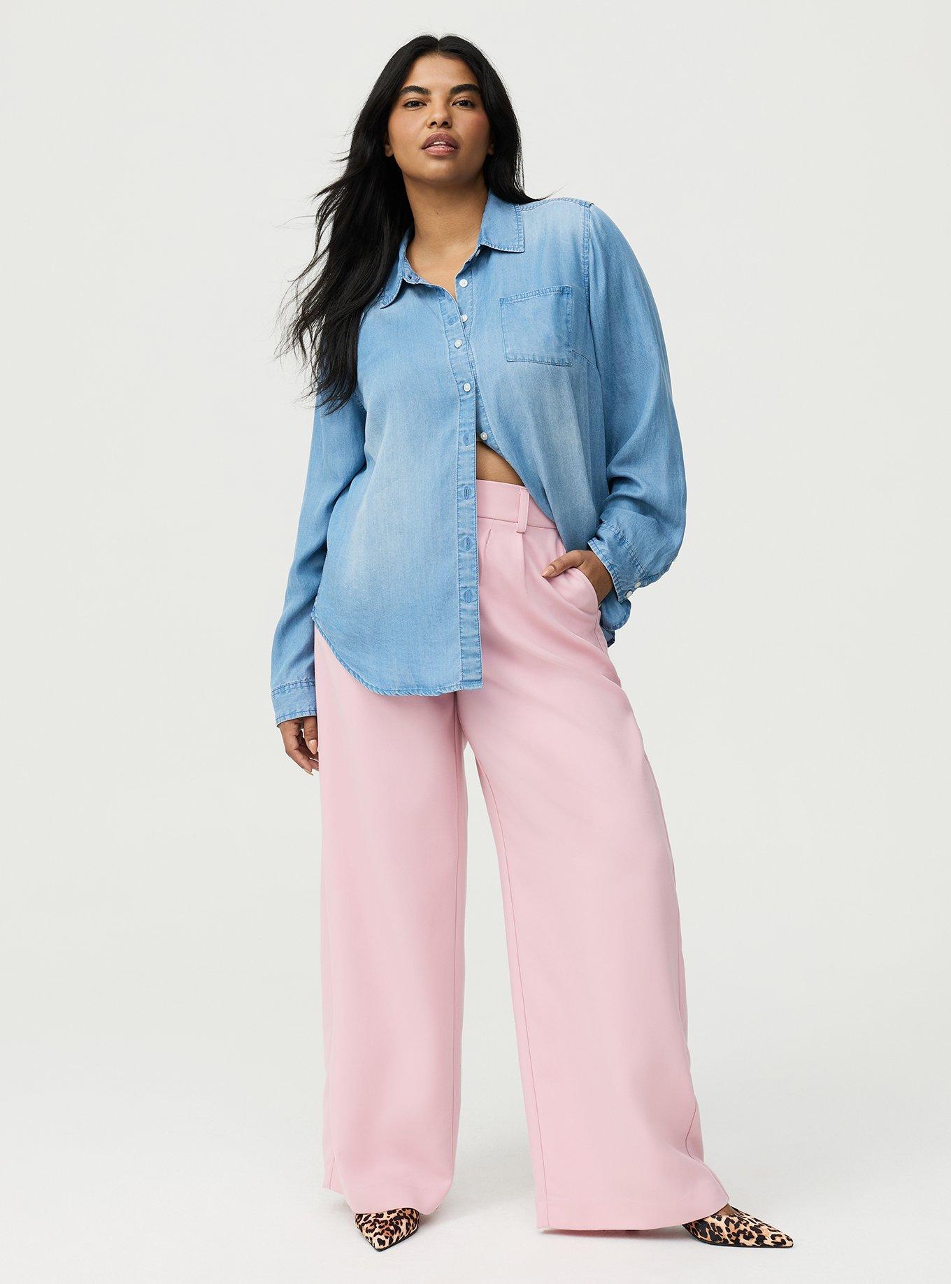 Tailored Twill High-Rise Wide Leg Pant, BLEACHED MAUVE, alternate