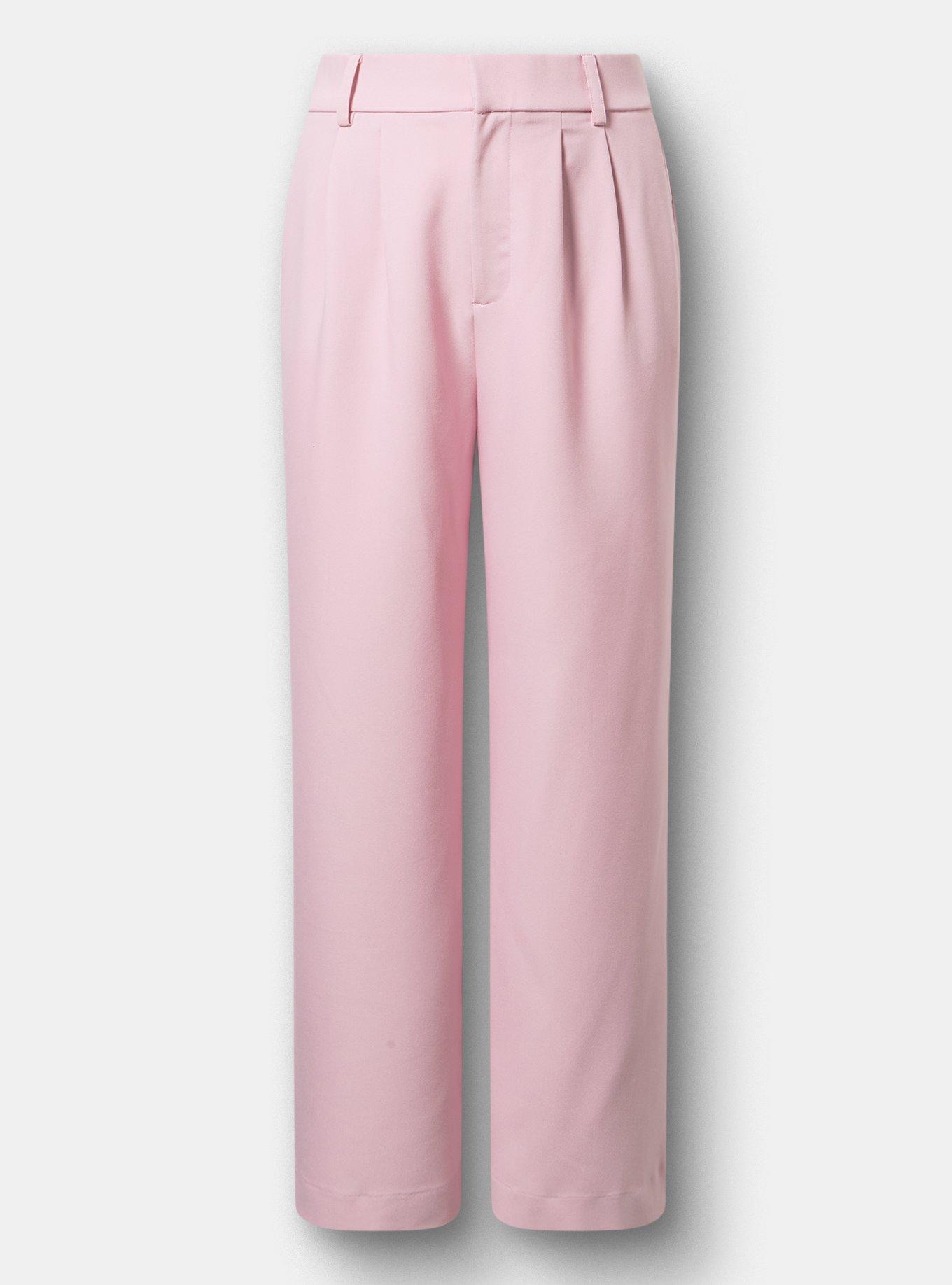 Women's High-Rise Tailored Twill Wide-Leg Pant In Pink, Size 22 Short, Plus Size By Torrid