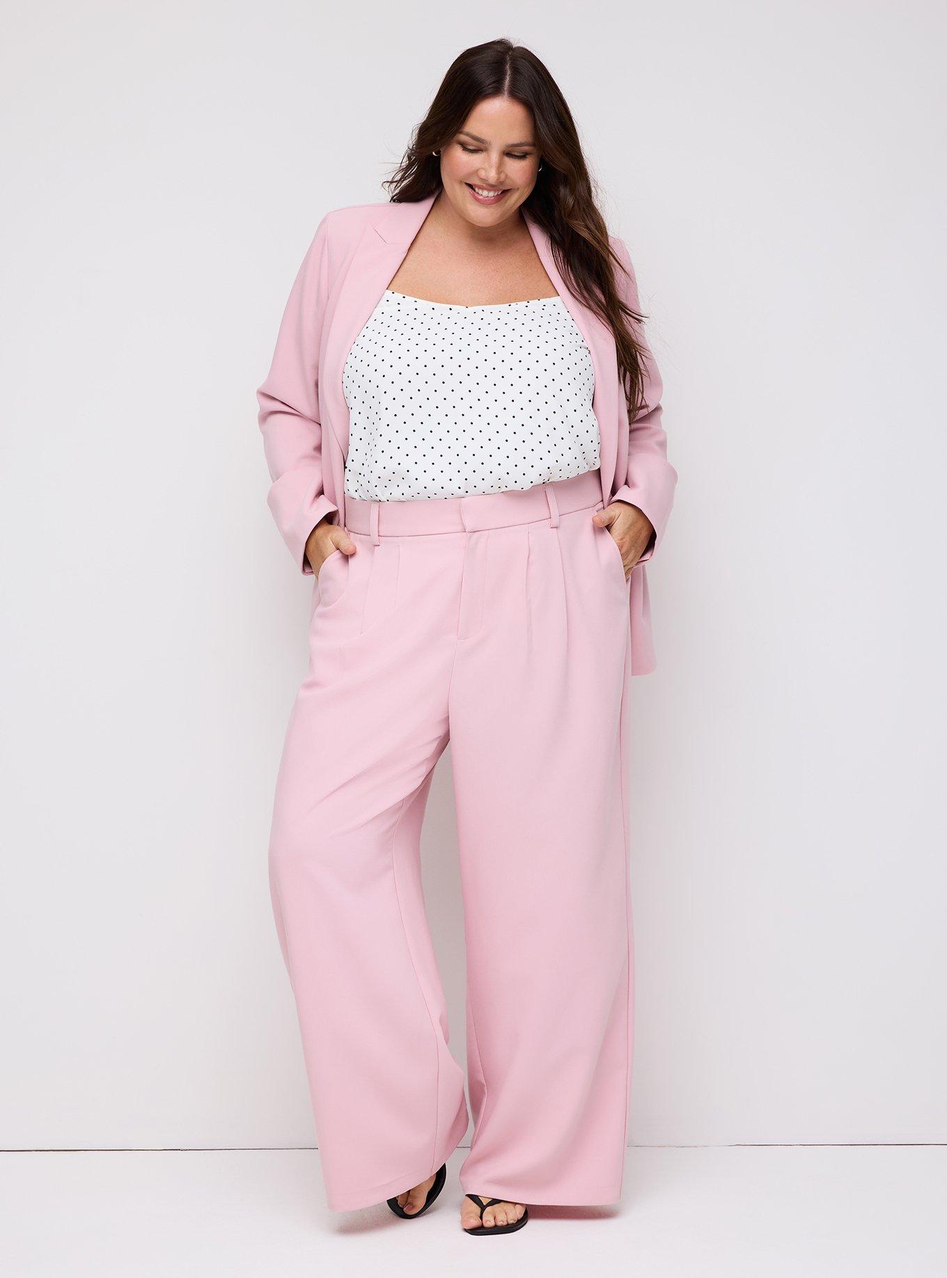 plus size pink dress pants Yours Women's Plus Size Light Pink Linen Look Trousers Size Regular 18-20