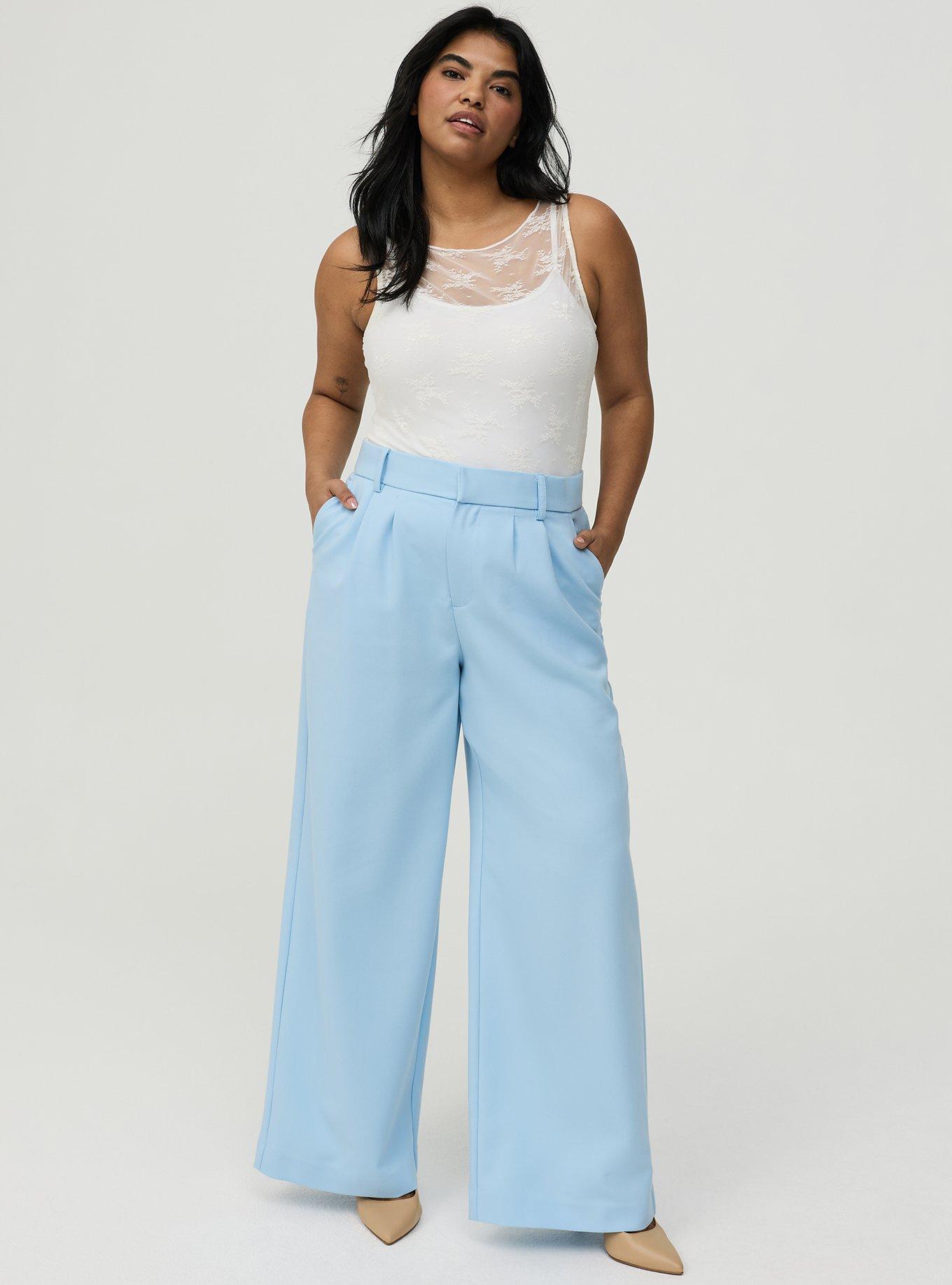 Tailored Twill High-Rise Wide Leg Pant, CERULEAN, alternate