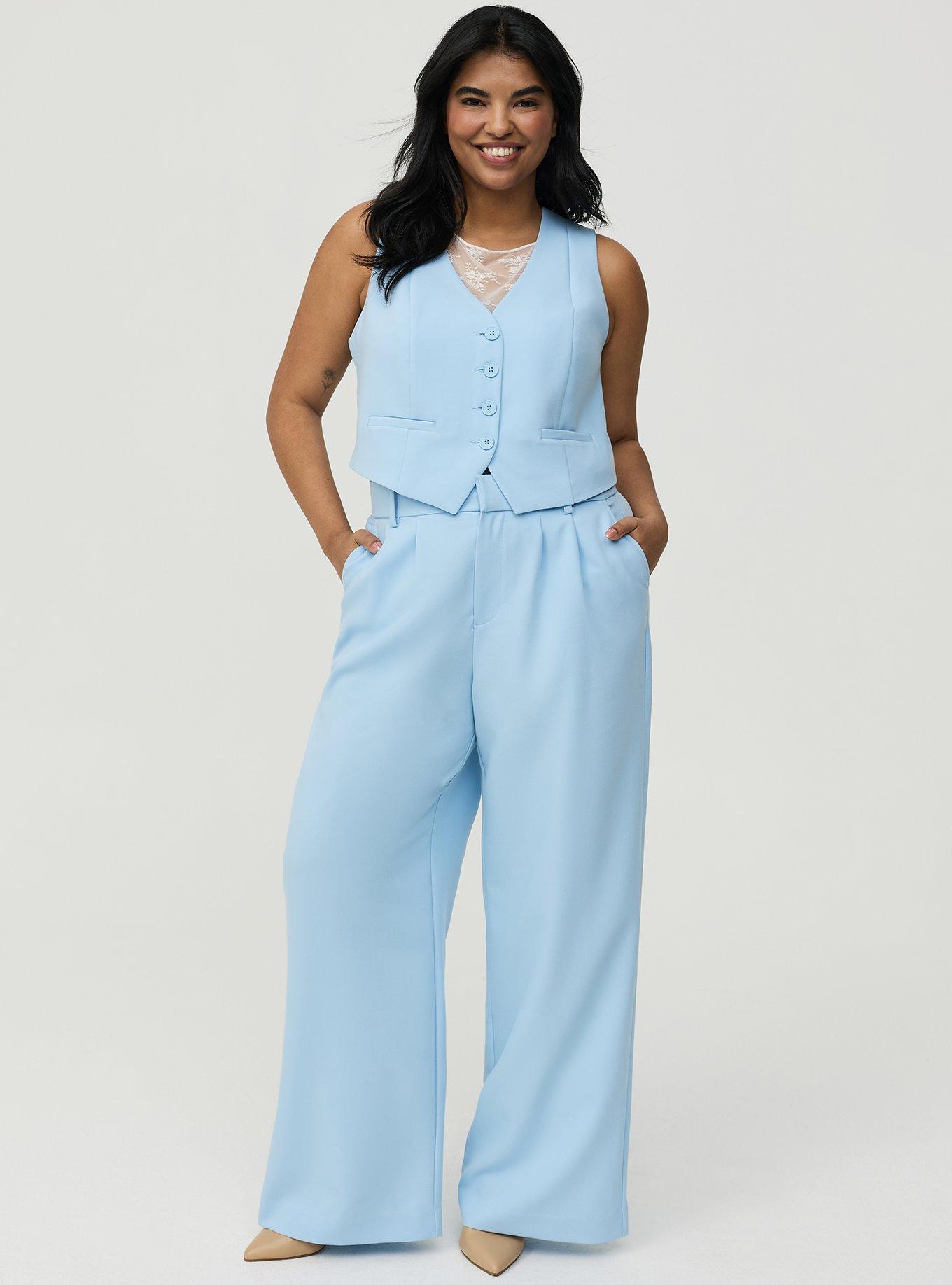 Tailored Twill High-Rise Wide-Leg Pant, CERULEAN, hi-res