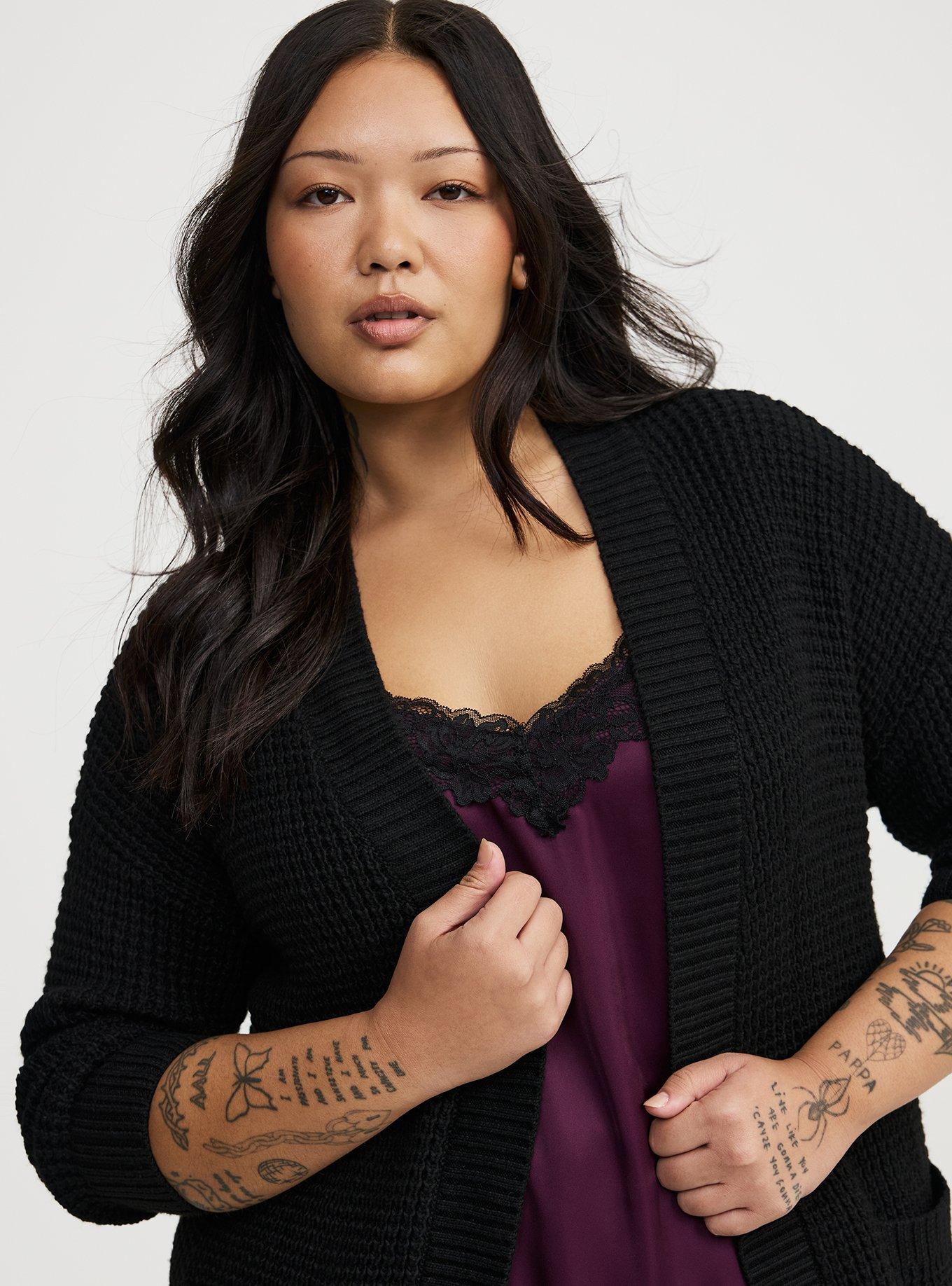 Drop Shoulder Open Front Cardigan
