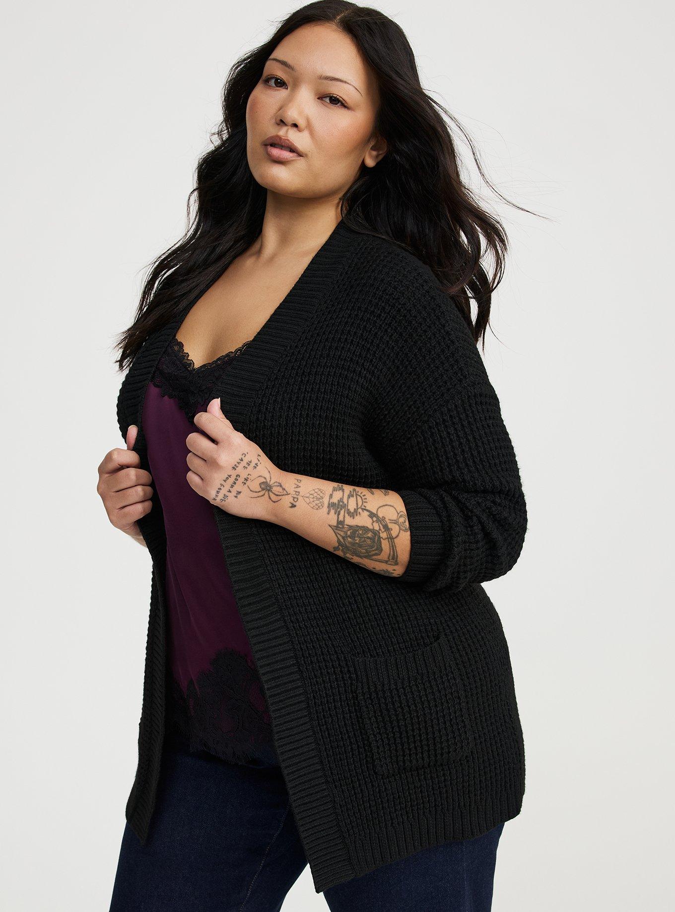 Drop Shoulder Open Front Cardigan