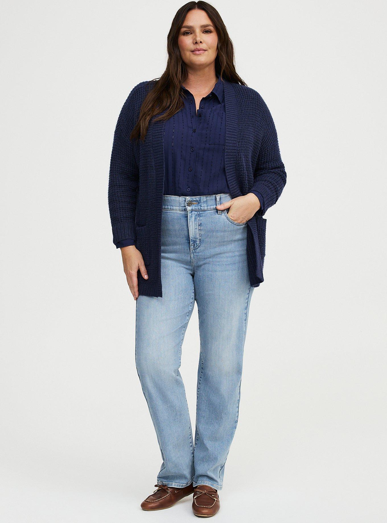 Drop Shoulder Open Front Cardigan, PEACOAT, alternate