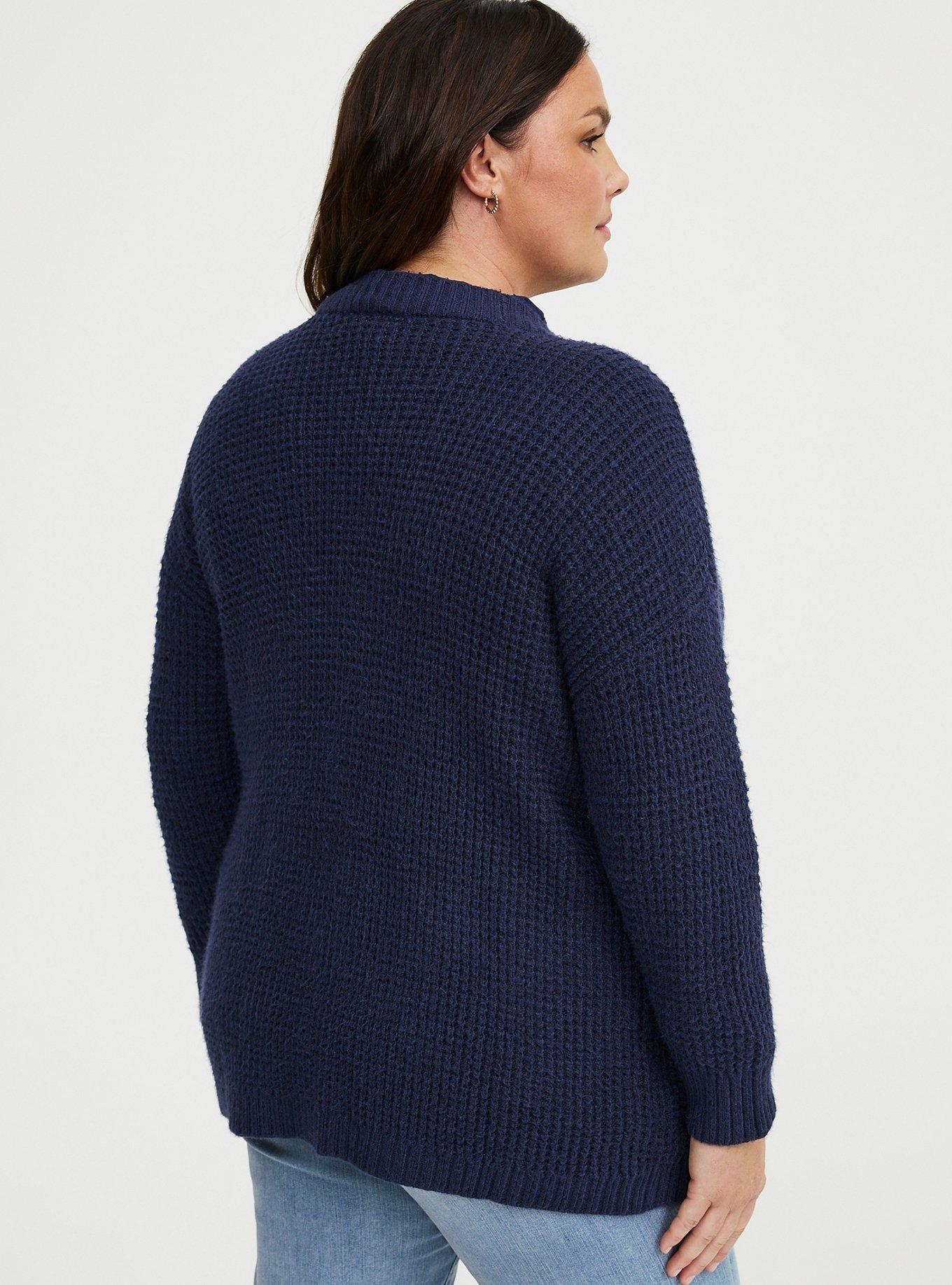 Drop Shoulder Open Front Cardigan, PEACOAT, alternate