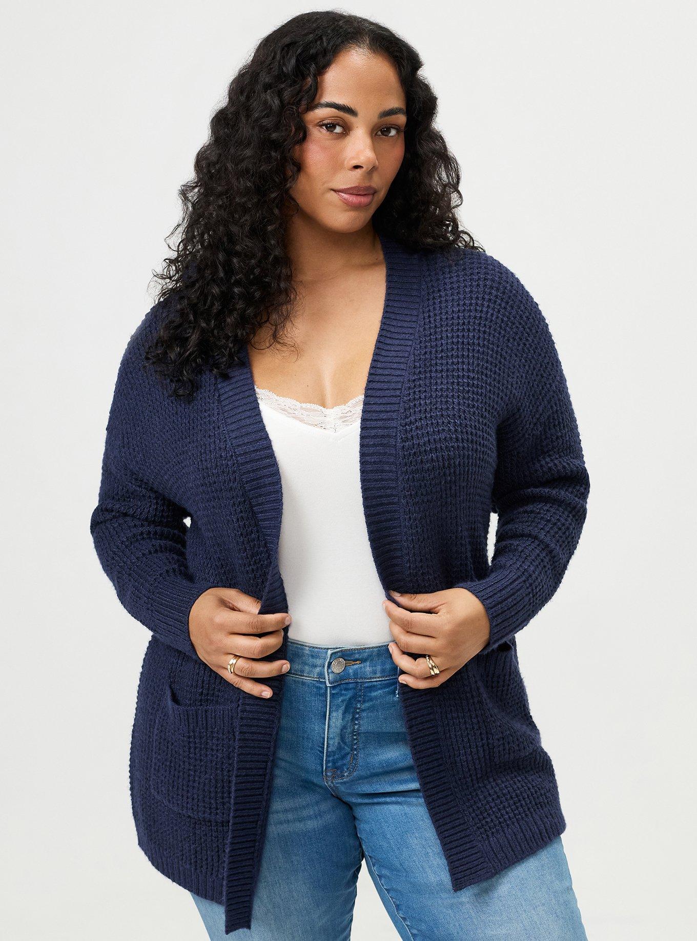 Drop Shoulder Open Front Cardigan