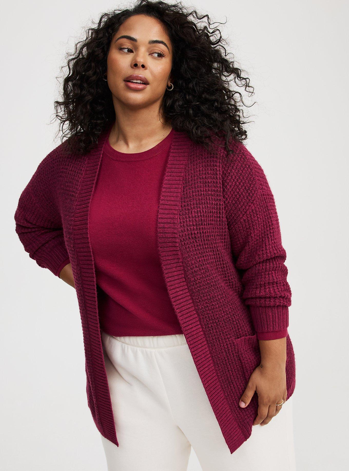 Drop Shoulder Open Front Cardigan