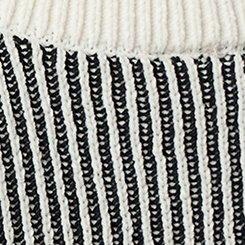 Chenille V-Neck Tunic Pullover Sweater, WHISPER BLACK STRIPES, swatch