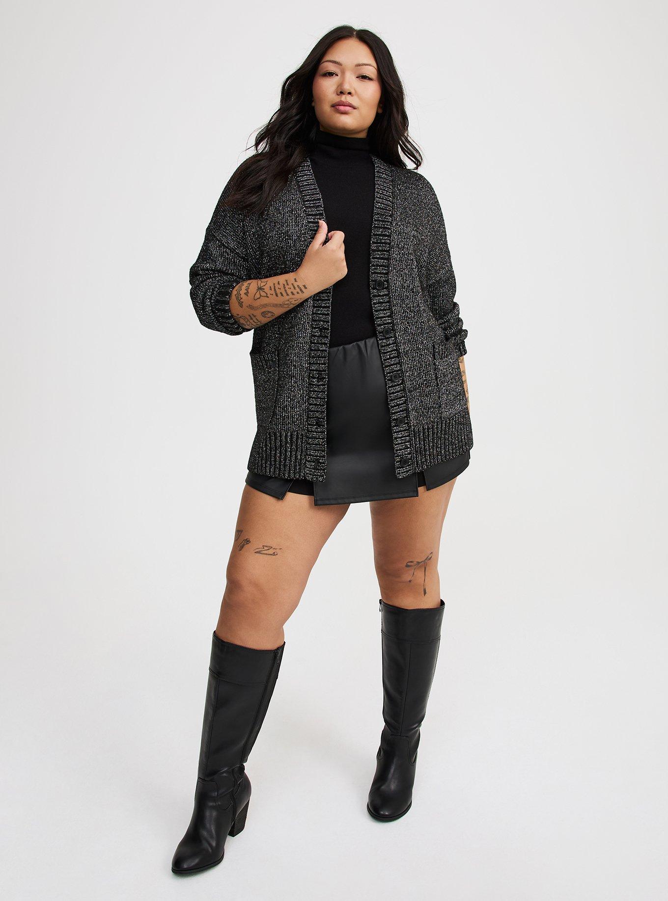 TODAYFUL Boyfriend Mole Knit BLK 美品 Plus Size - Vegan Cashmere Boyfriend Cardigan V-Neck Sweater - Torrid