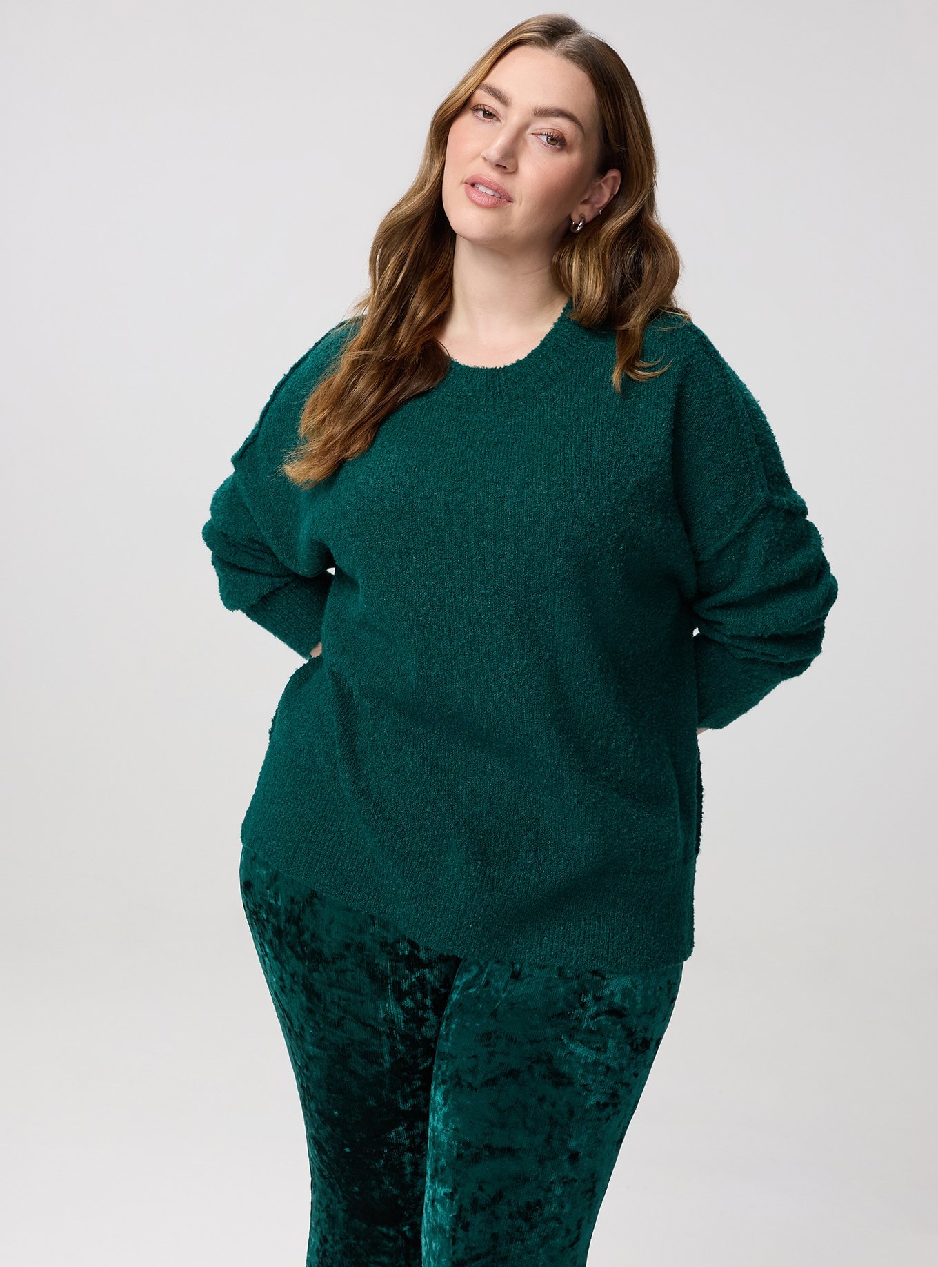 Boucle Crew Tunic Sweater, BOTANICAL GARDEN, alternate